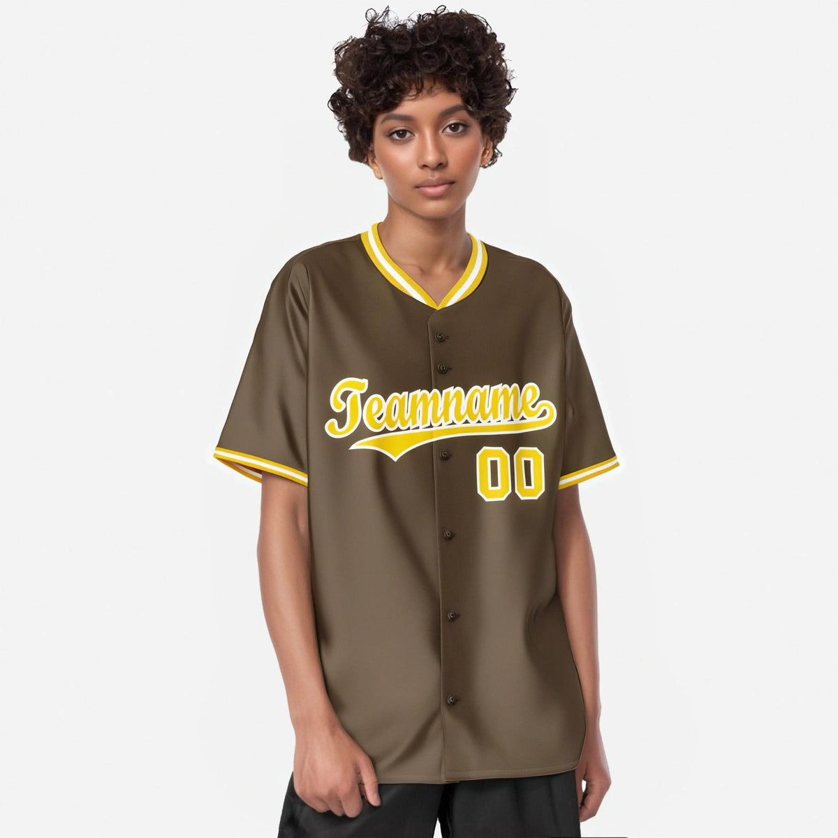 Custom Brown Gold White Authentic Baseball Jersey