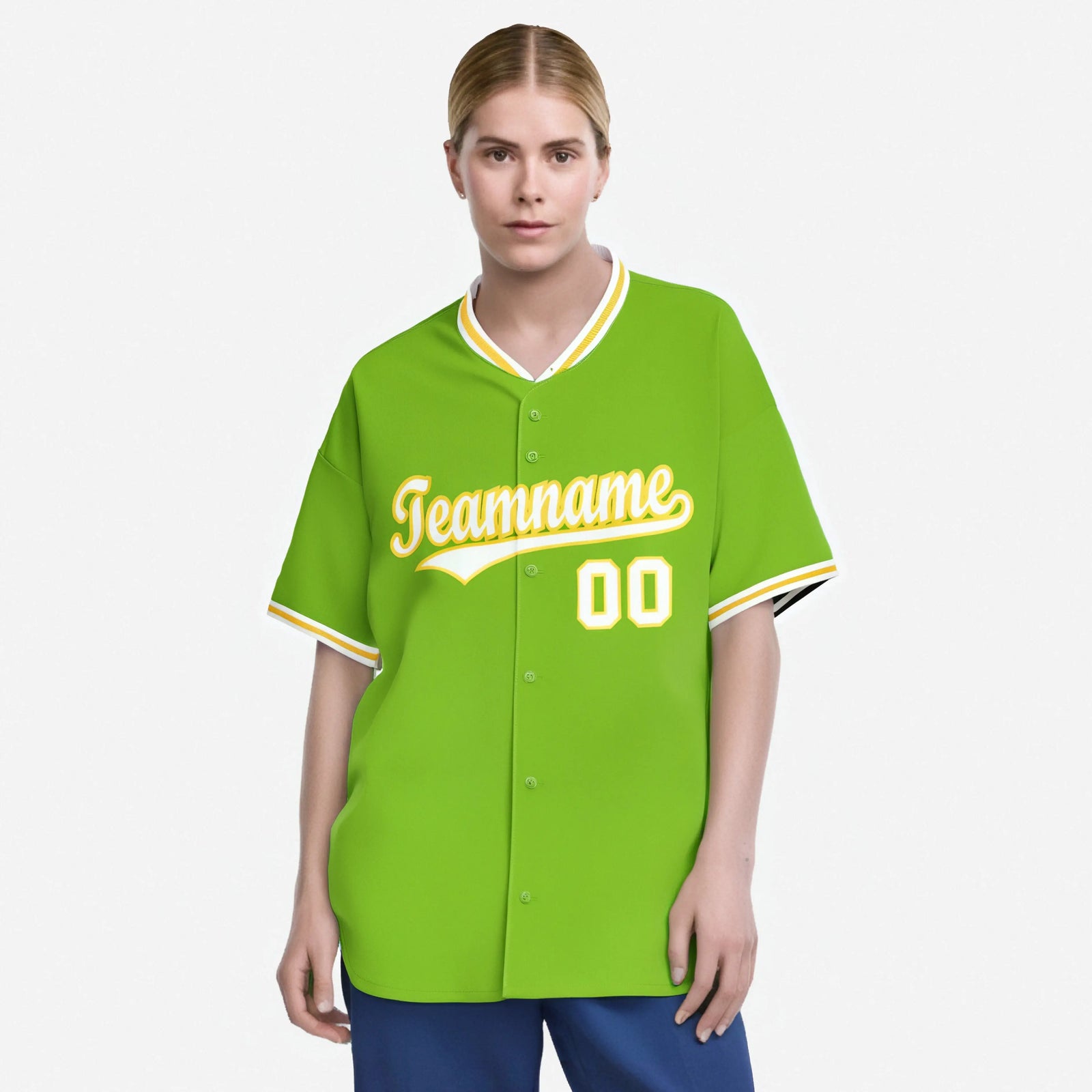 Custom Neon Green Yellow White Authentic Baseball Jersey