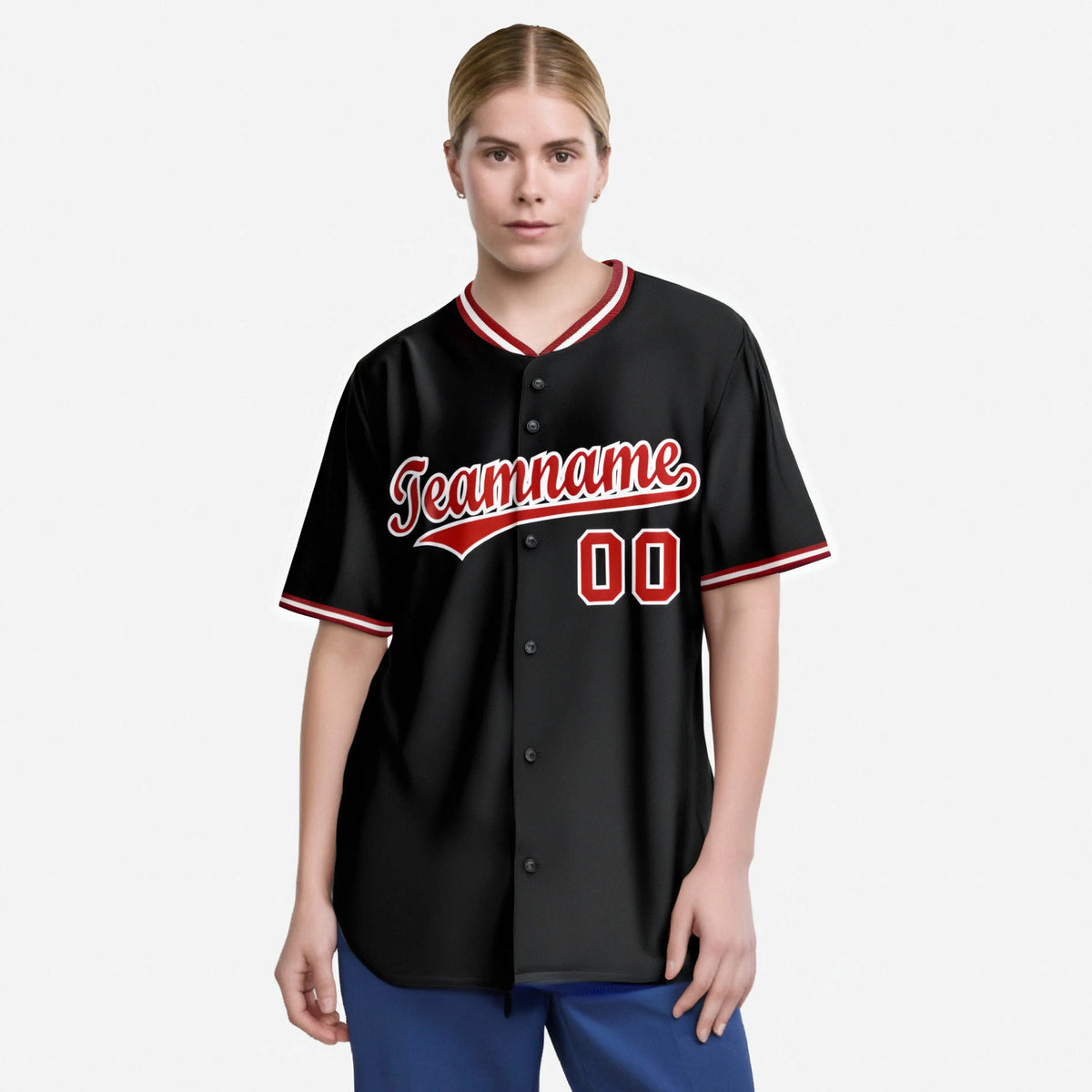 Custom Black Red White Authentic Baseball Jersey