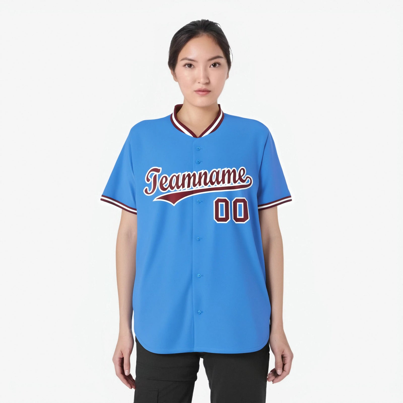 Custom Powder Blue Crimson White Authentic Baseball Jersey