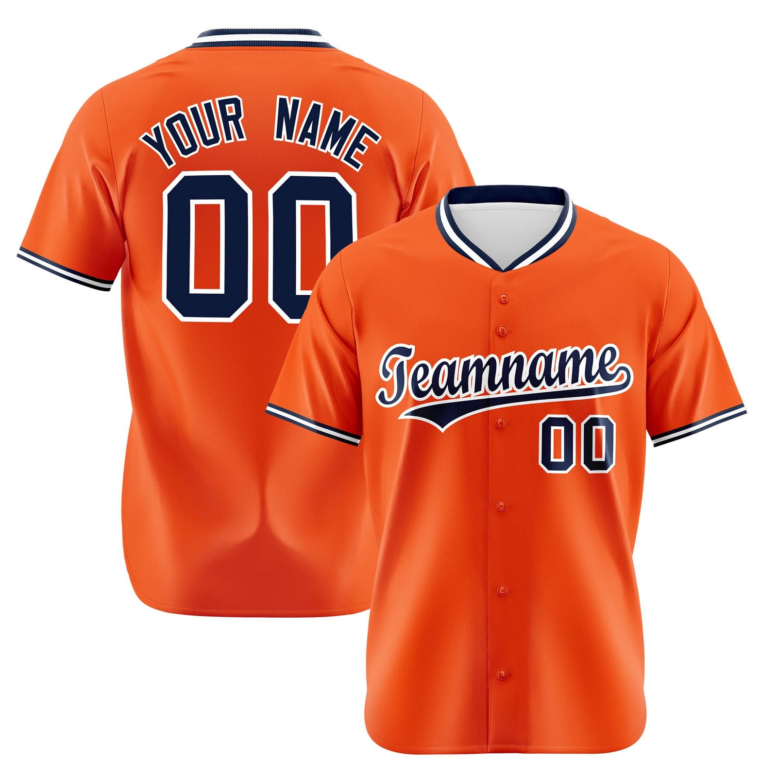 Custom Orange Navy White Authentic Baseball Jersey