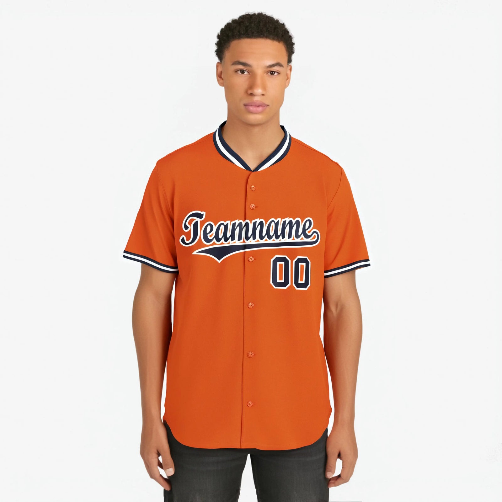 Custom Orange Navy White Authentic Baseball Jersey