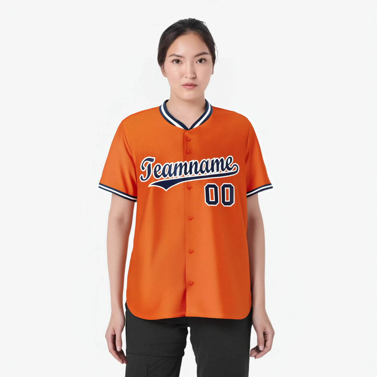 Custom Orange Navy White Authentic Baseball Jersey