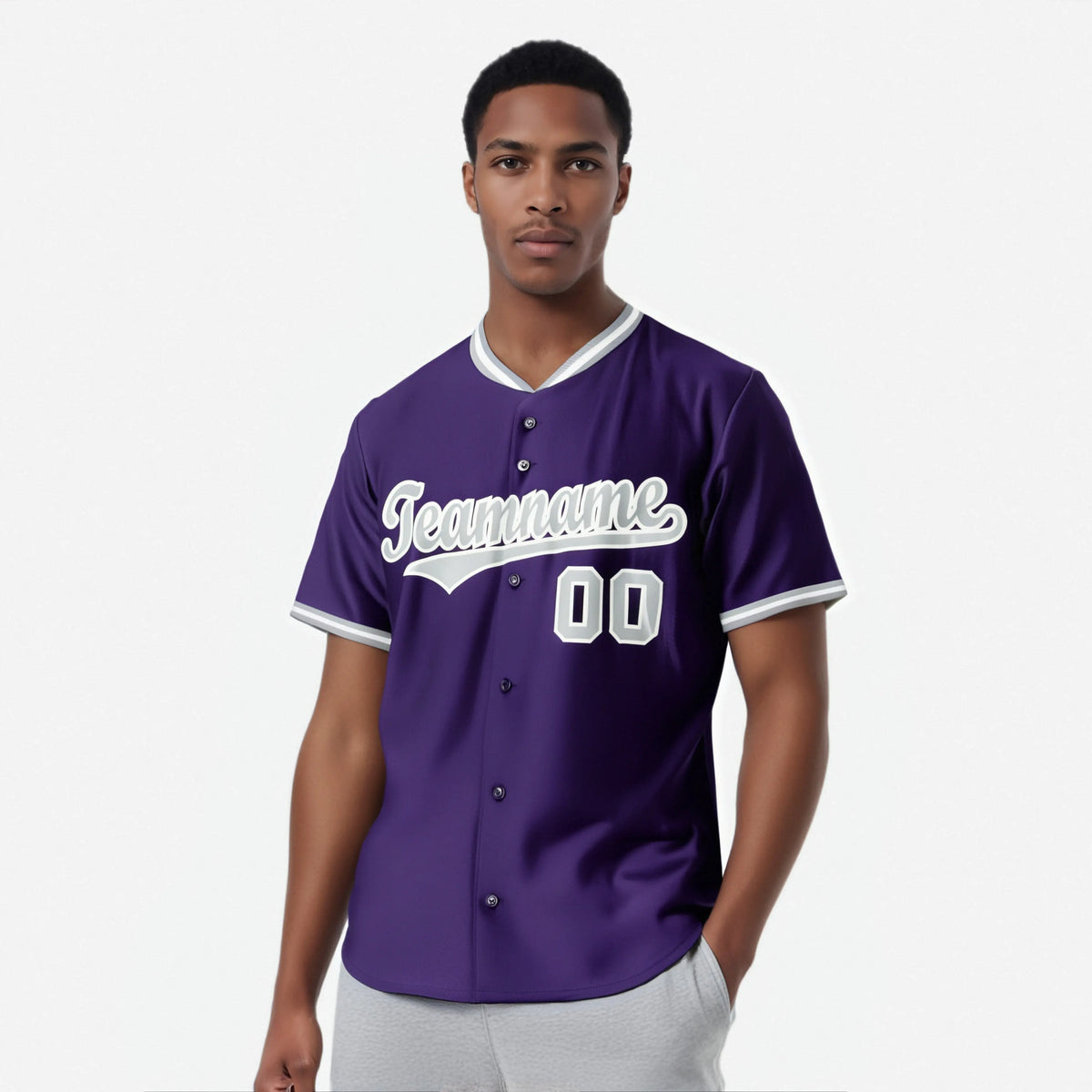 Custom Purple Gray White Authentic Baseball Jersey