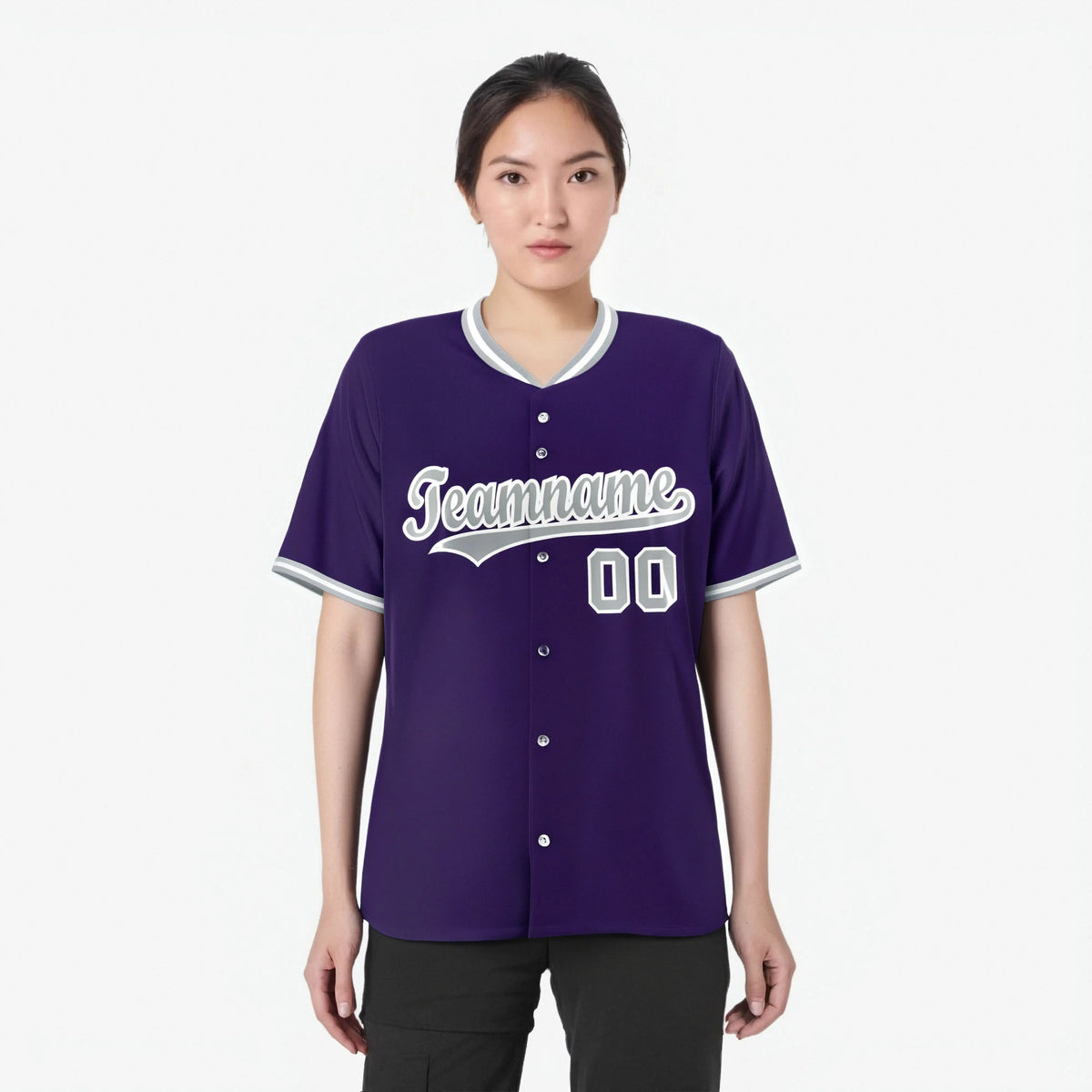 Custom Purple Gray White Authentic Baseball Jersey