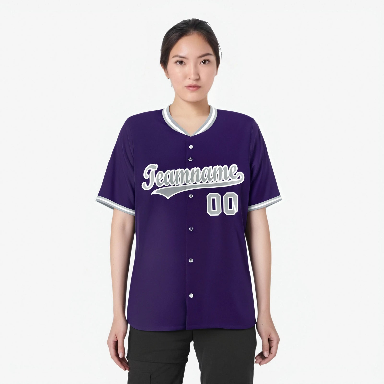 Custom Purple Gray White Authentic Baseball Jersey