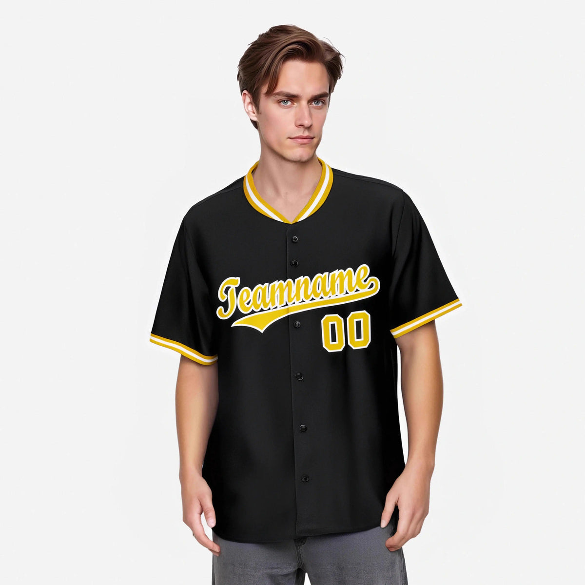 Custom Black Gold White Authentic Baseball Jersey