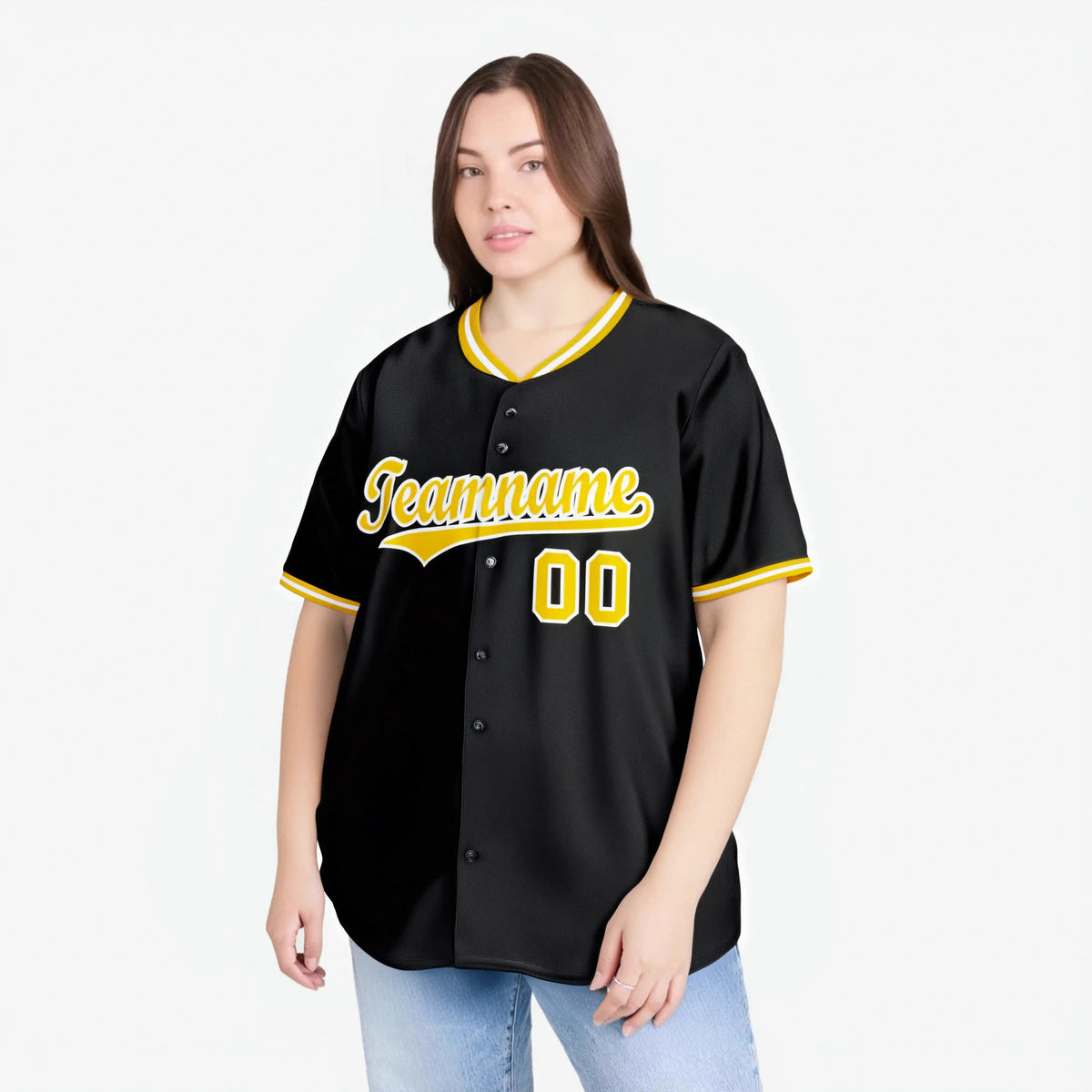 Custom Black Gold White Authentic Baseball Jersey