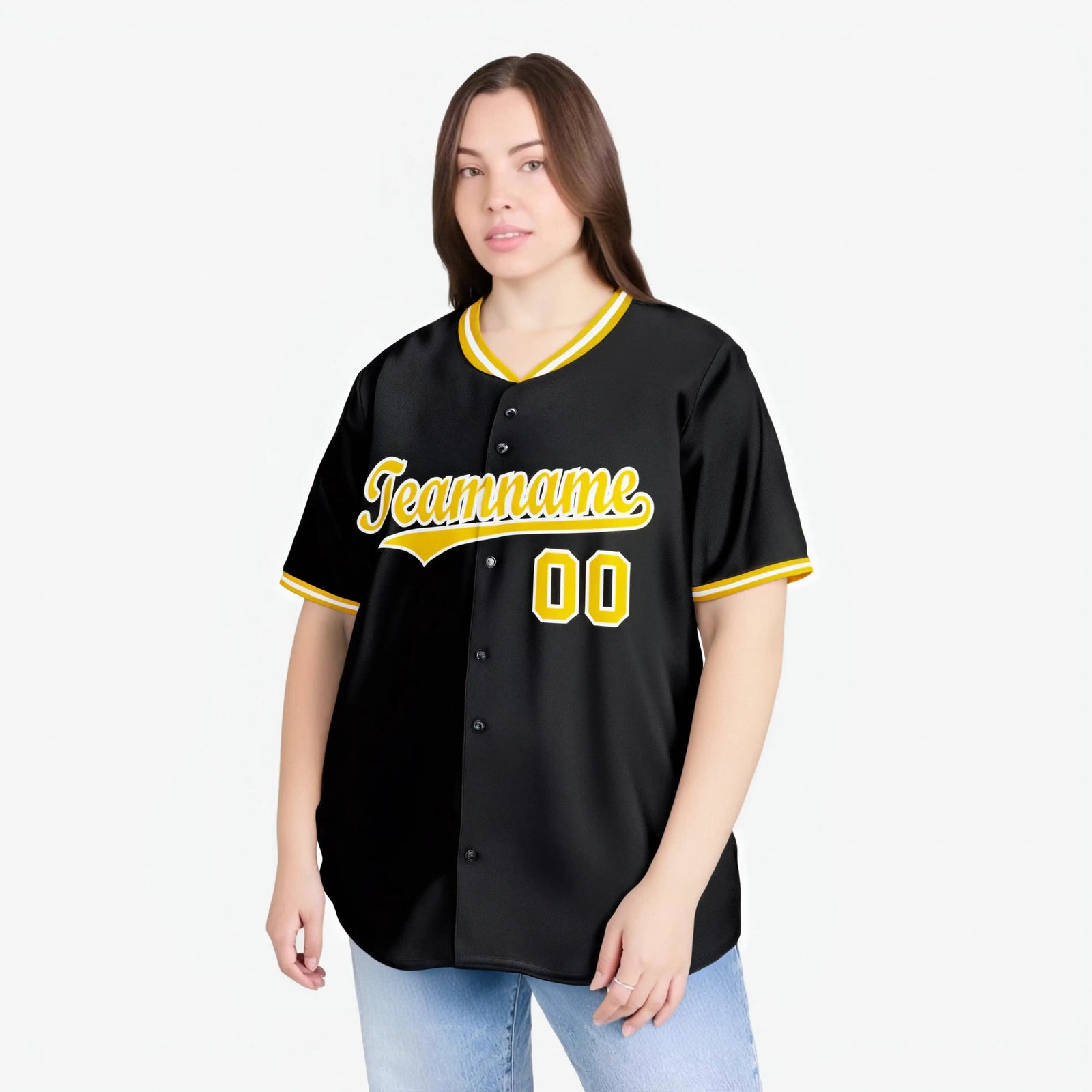 Custom Black Gold White Authentic Baseball Jersey