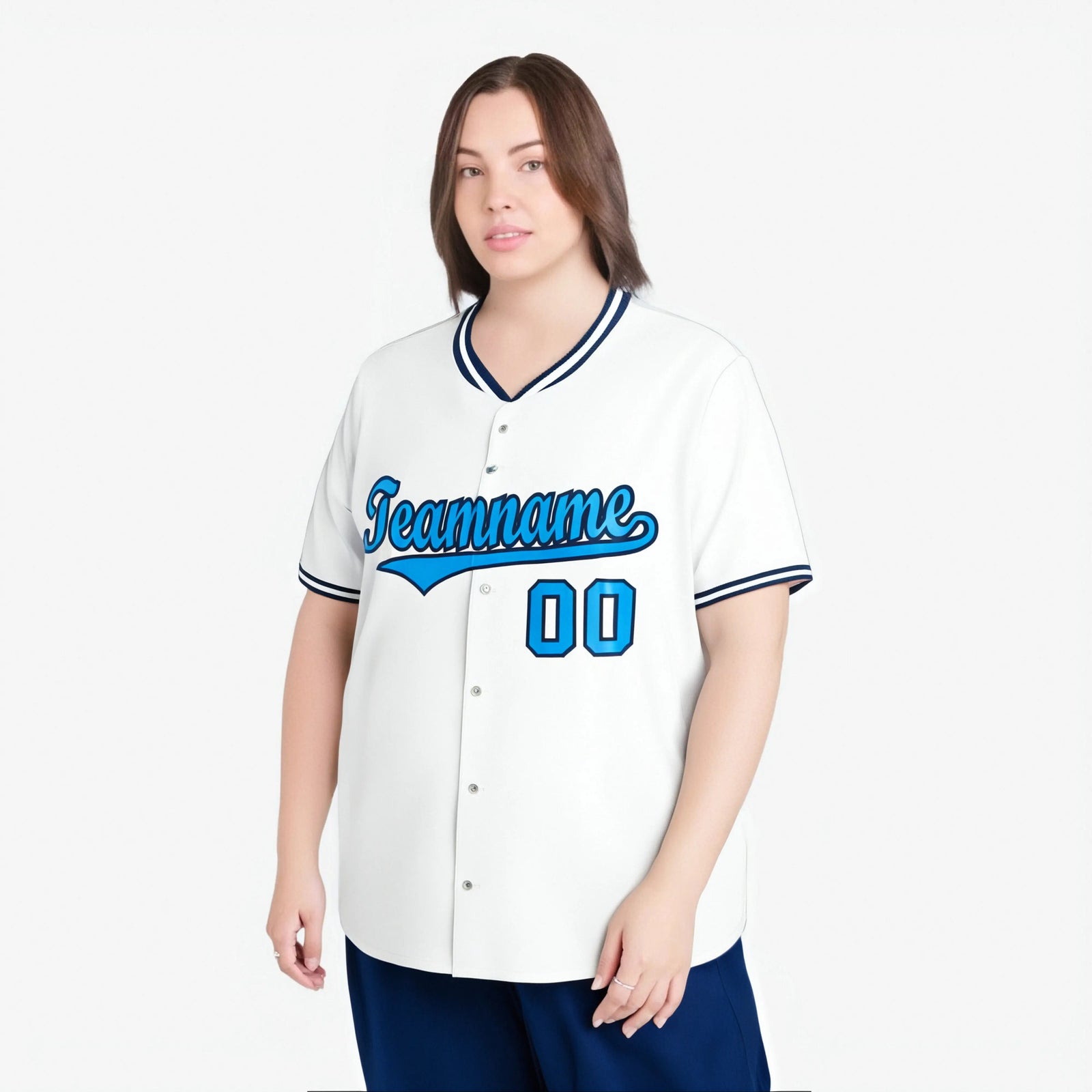 Custom White Powder Blue Black Authentic Baseball Jersey
