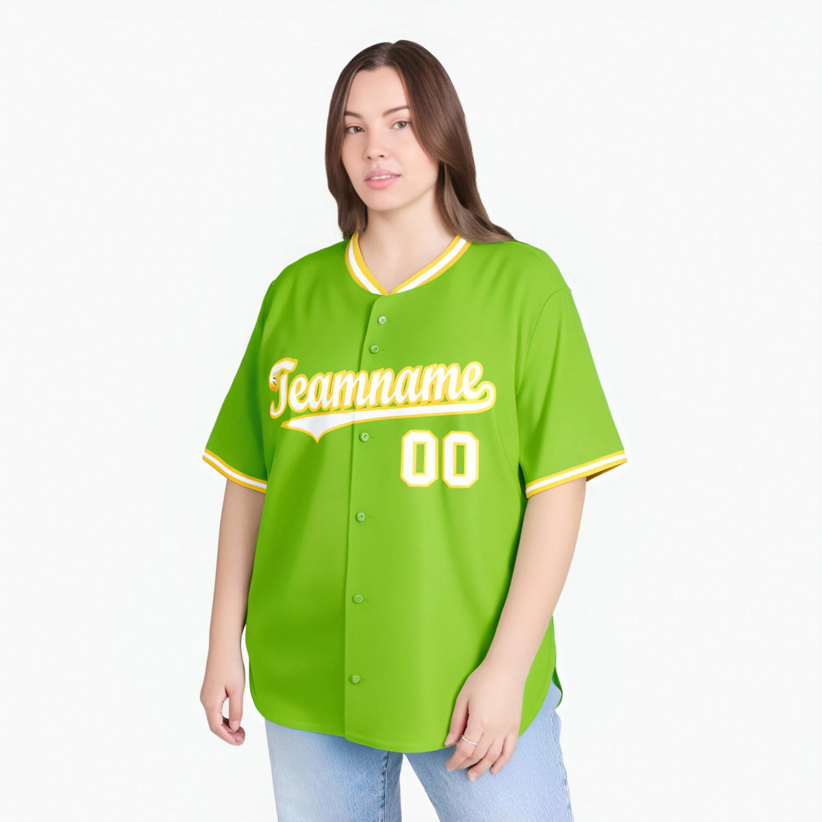 Custom Neon Green Gold White Authentic Baseball Jersey