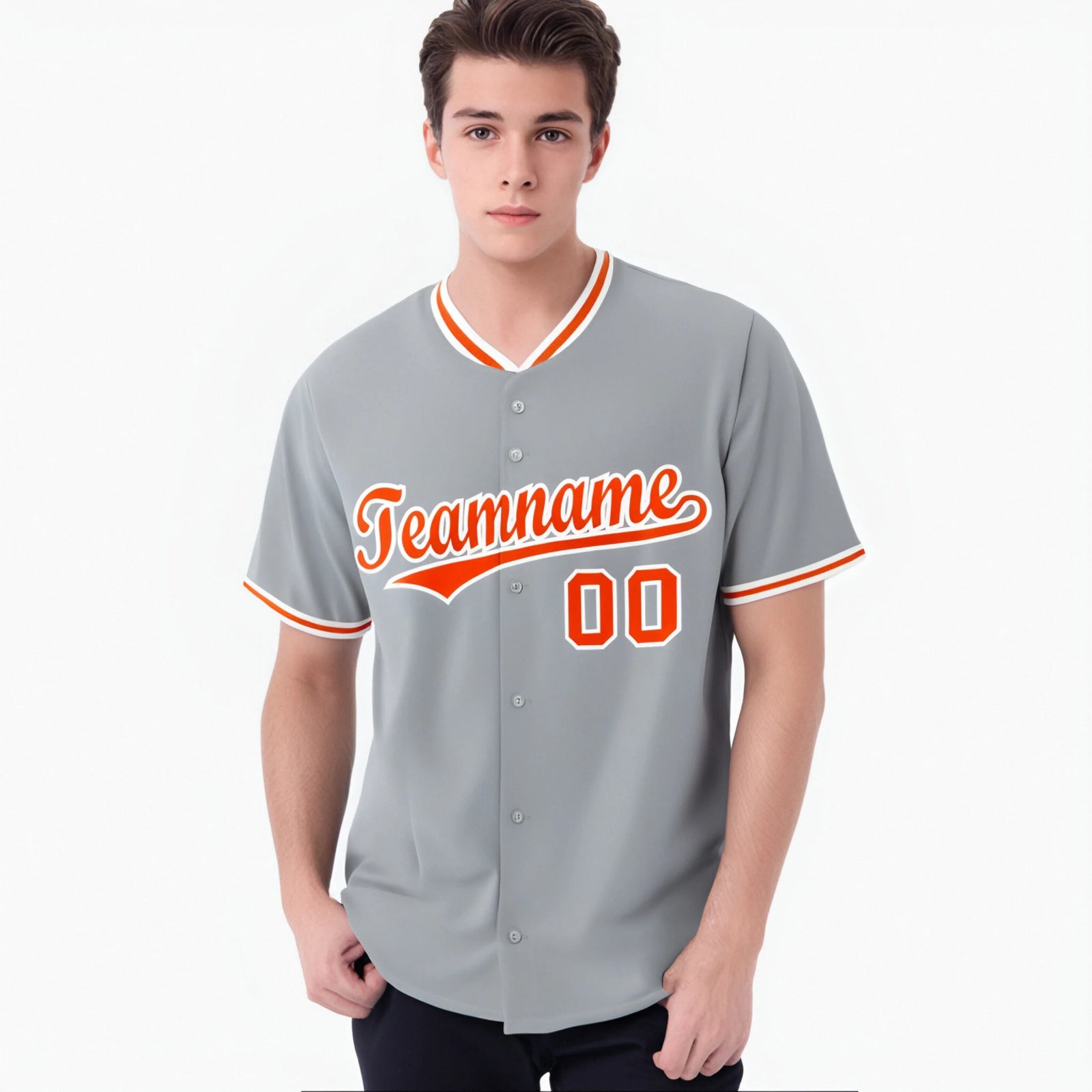 Custom Gray Orange White Authentic Baseball Jersey
