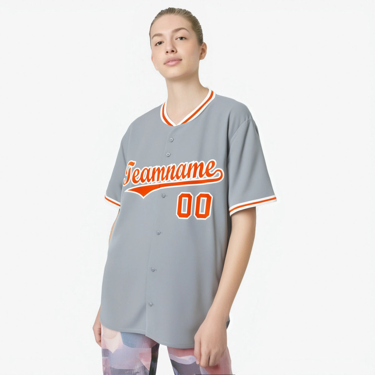 Custom Gray Orange White Authentic Baseball Jersey
