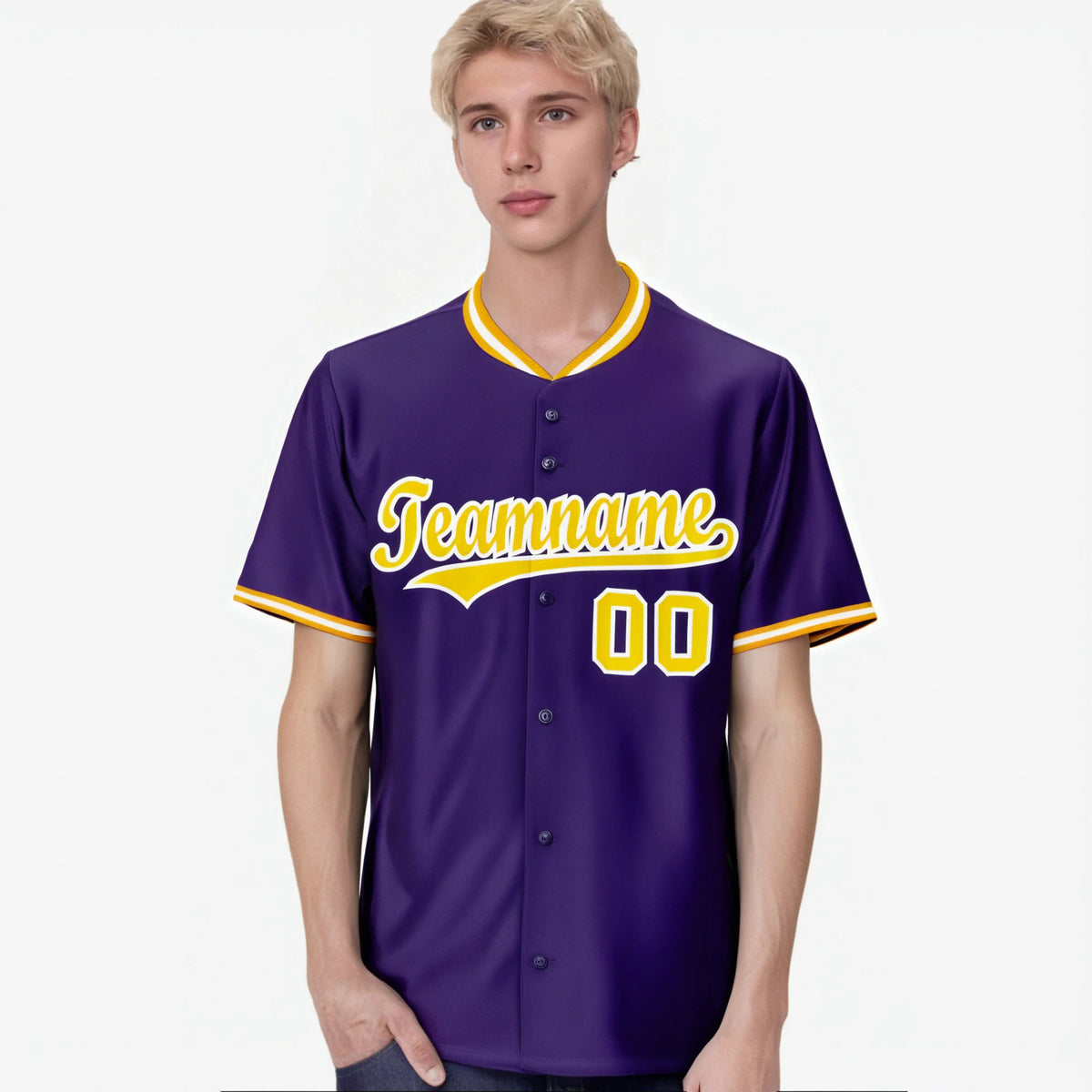Custom Purple Gold White Authentic Baseball Jersey