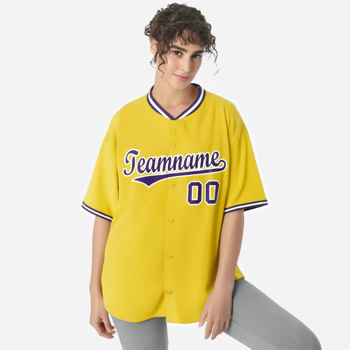 Custom Yellow Purple White Authentic Baseball Jersey