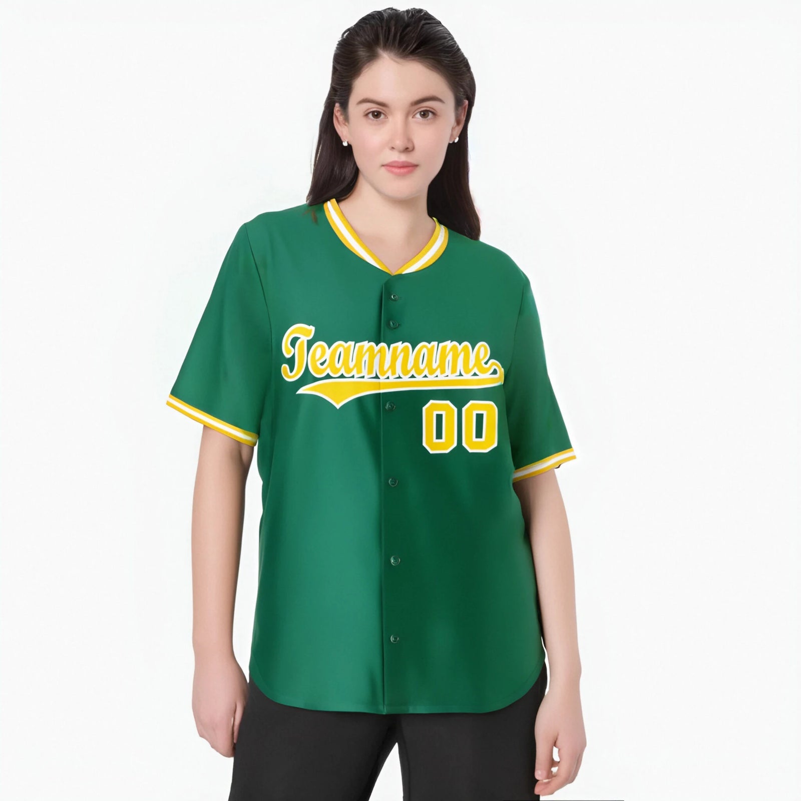 Custom Kelly Green Yellow White Authentic Baseball Jersey