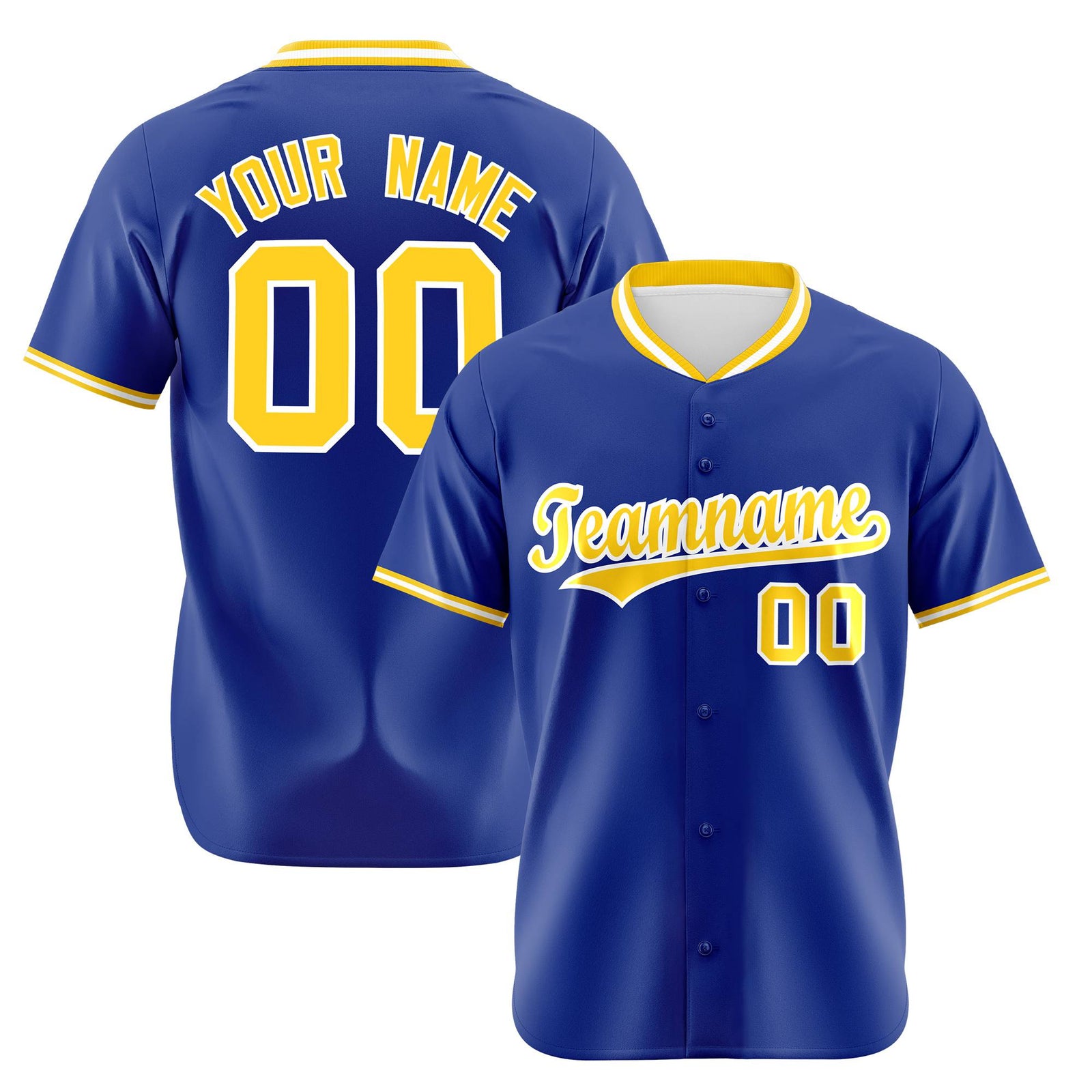 Custom Royal Blue Gold White Authentic Baseball Jersey