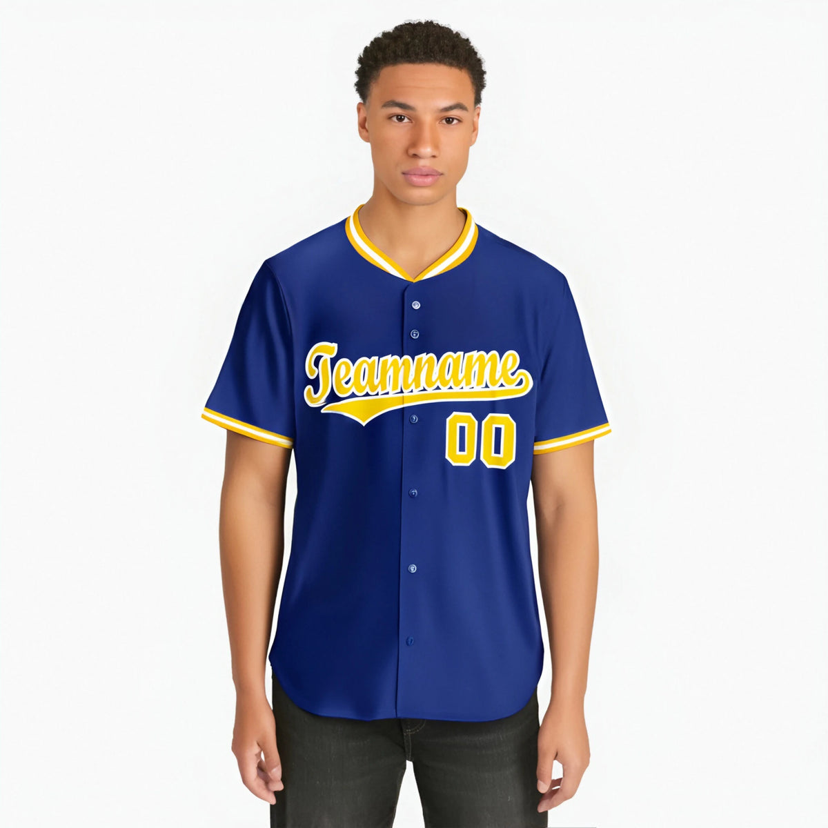 Custom Royal Blue Gold White Authentic Baseball Jersey