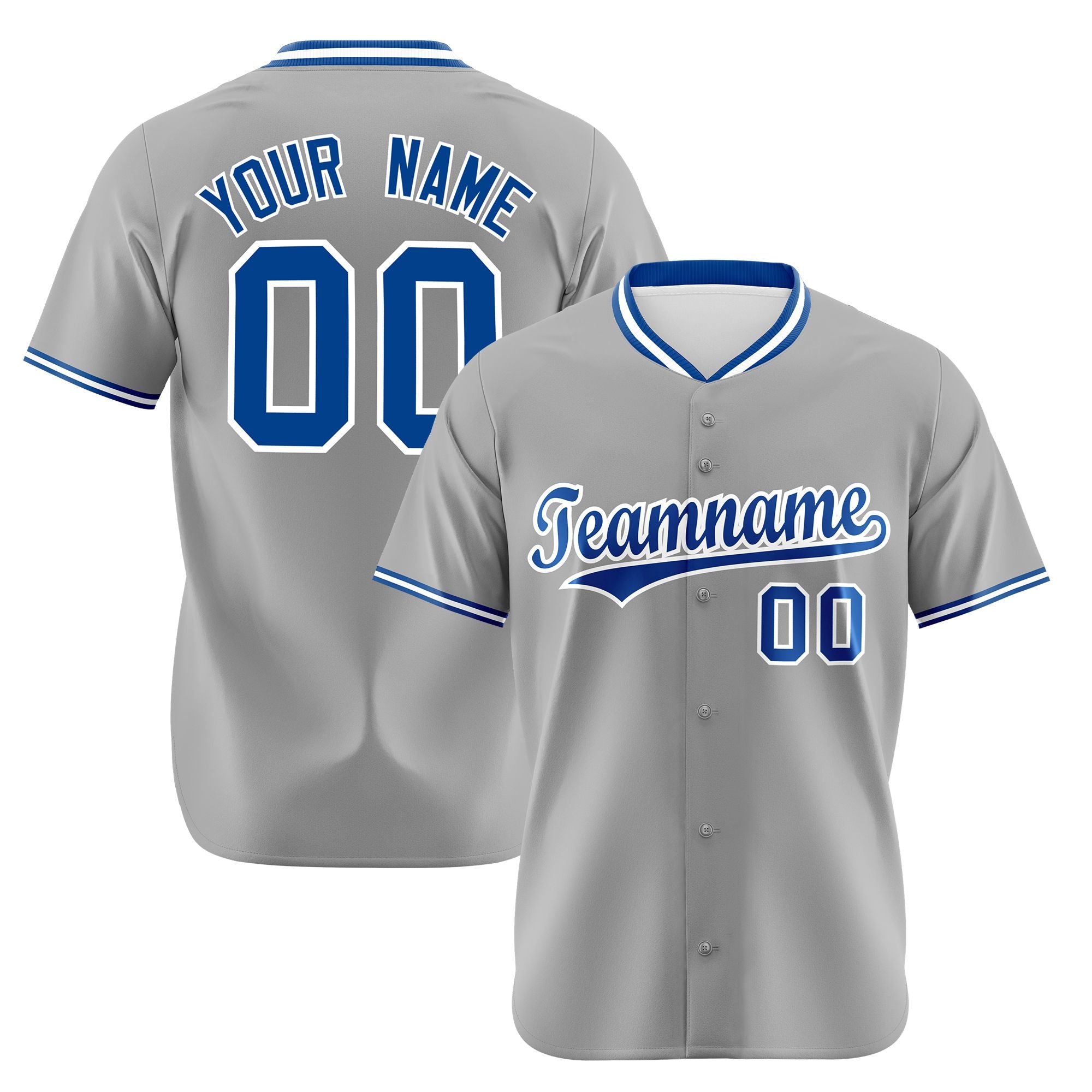 Custom Gray Royal Blue White Authentic Baseball Jersey