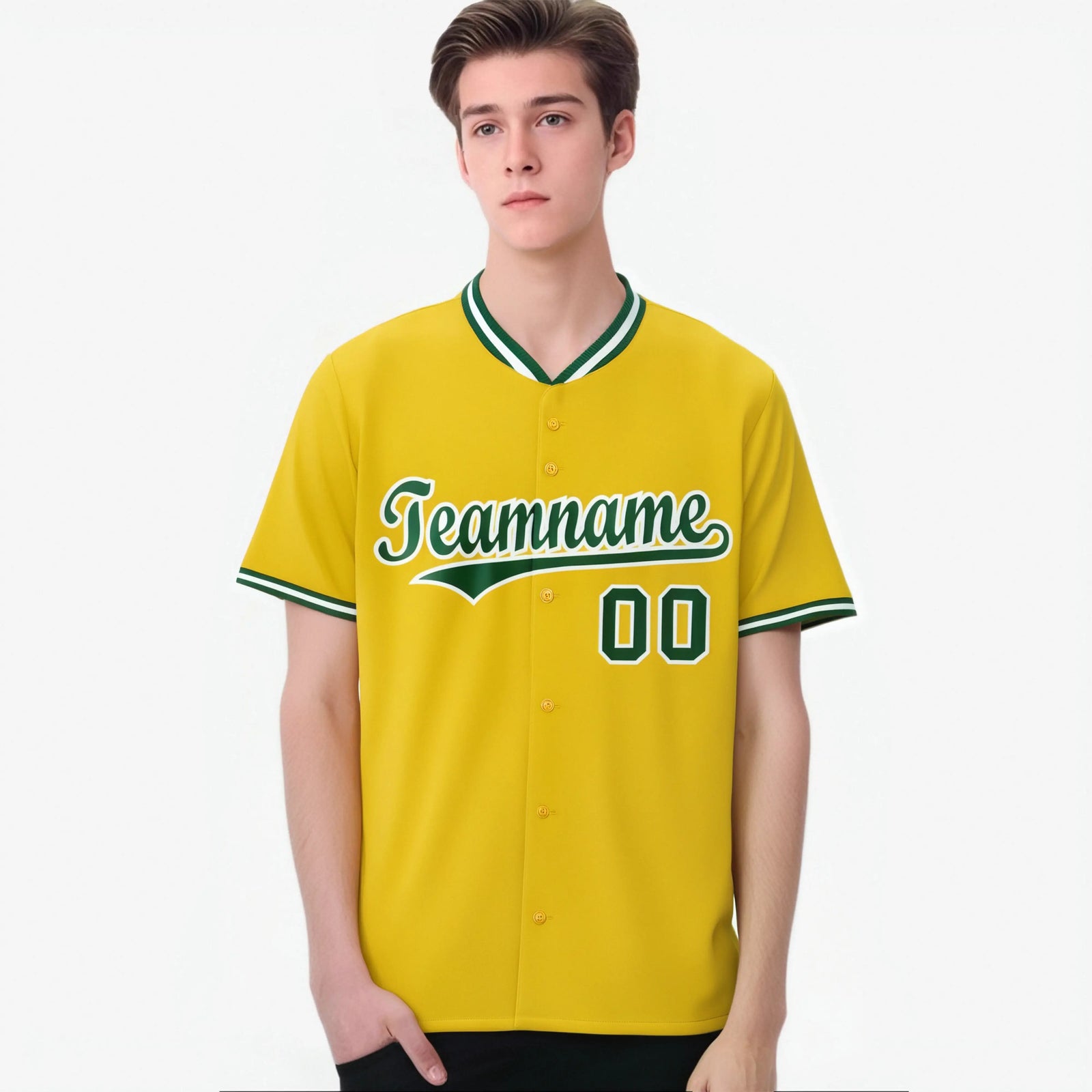 Custom Yellow Kelly Green White Authentic Baseball Jersey