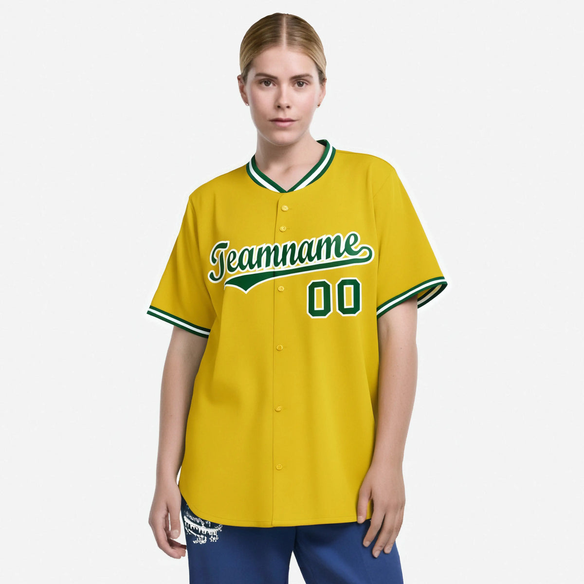 Custom Yellow Kelly Green White Authentic Baseball Jersey