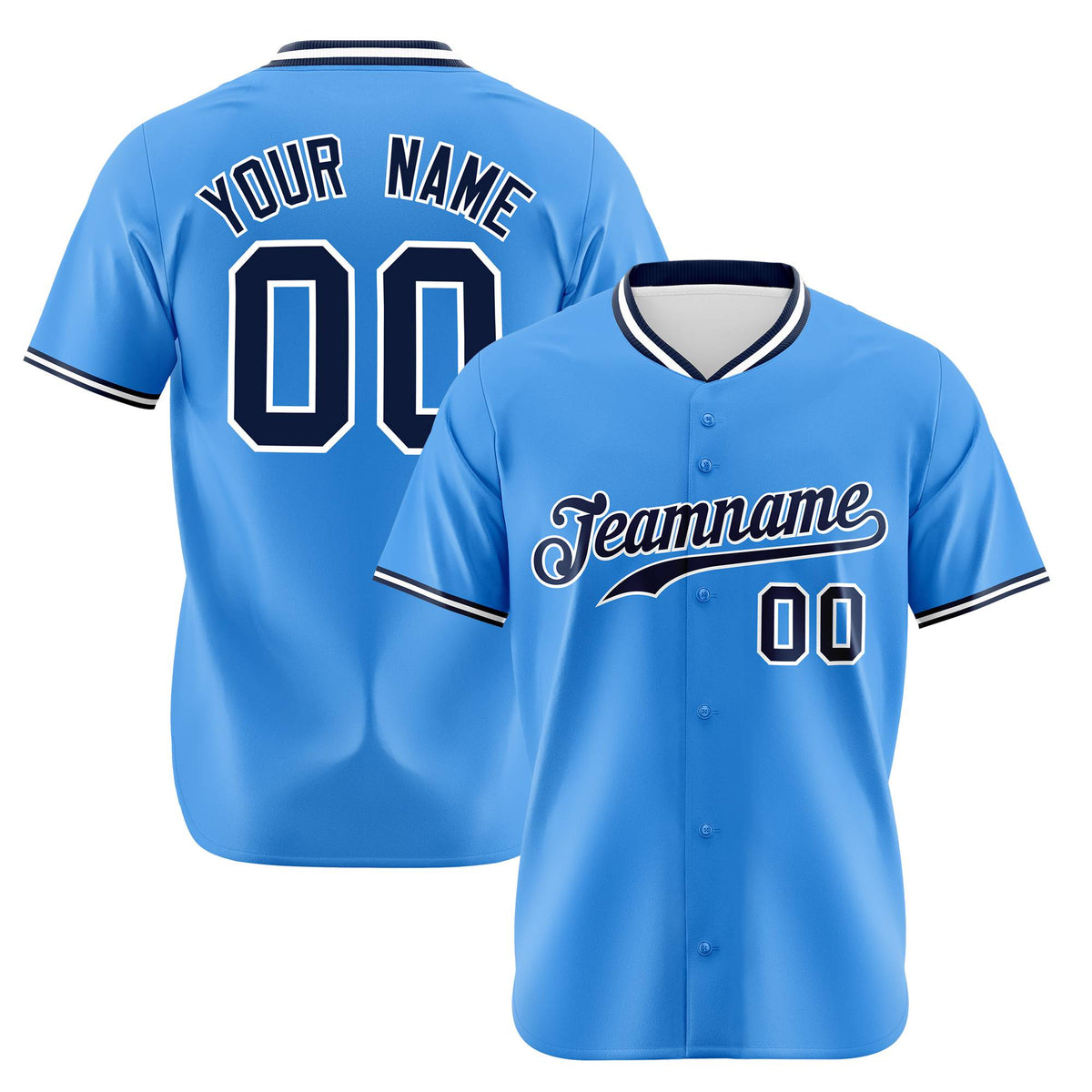 Custom Powder Blue Navy Authentic Baseball Jersey
