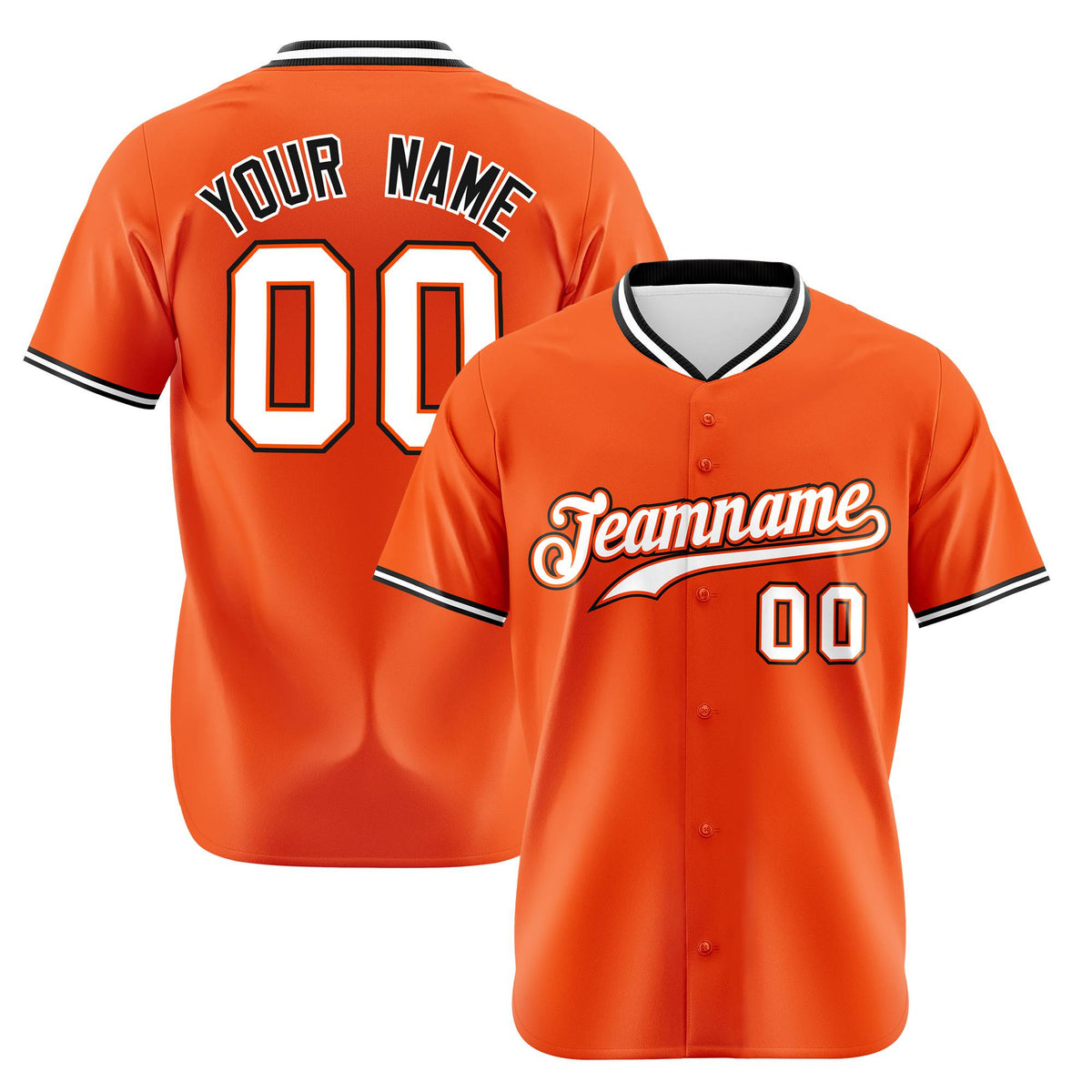 Custom Orange Black White Authentic Baseball Jersey