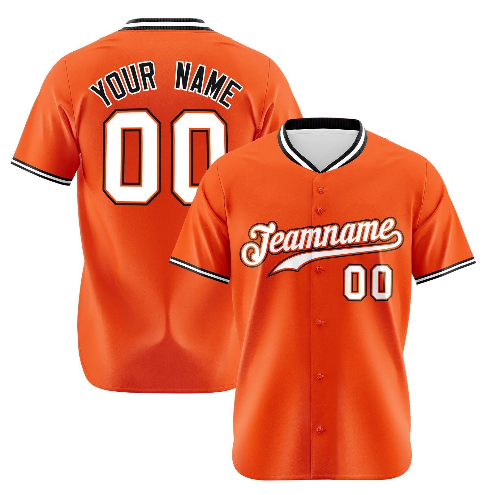 Custom Orange Black White Authentic Baseball Jersey