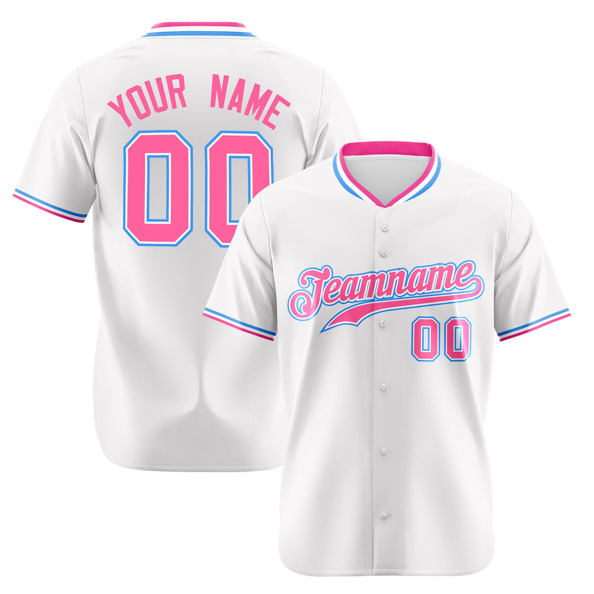 Custom White Pink Authentic Baseball Jersey