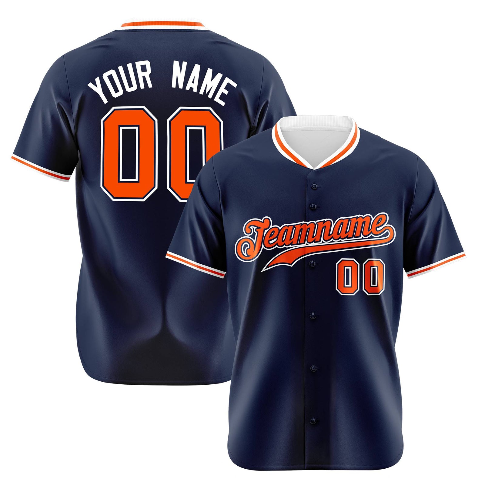 Custom Navy Orange White Authentic Baseball Jersey