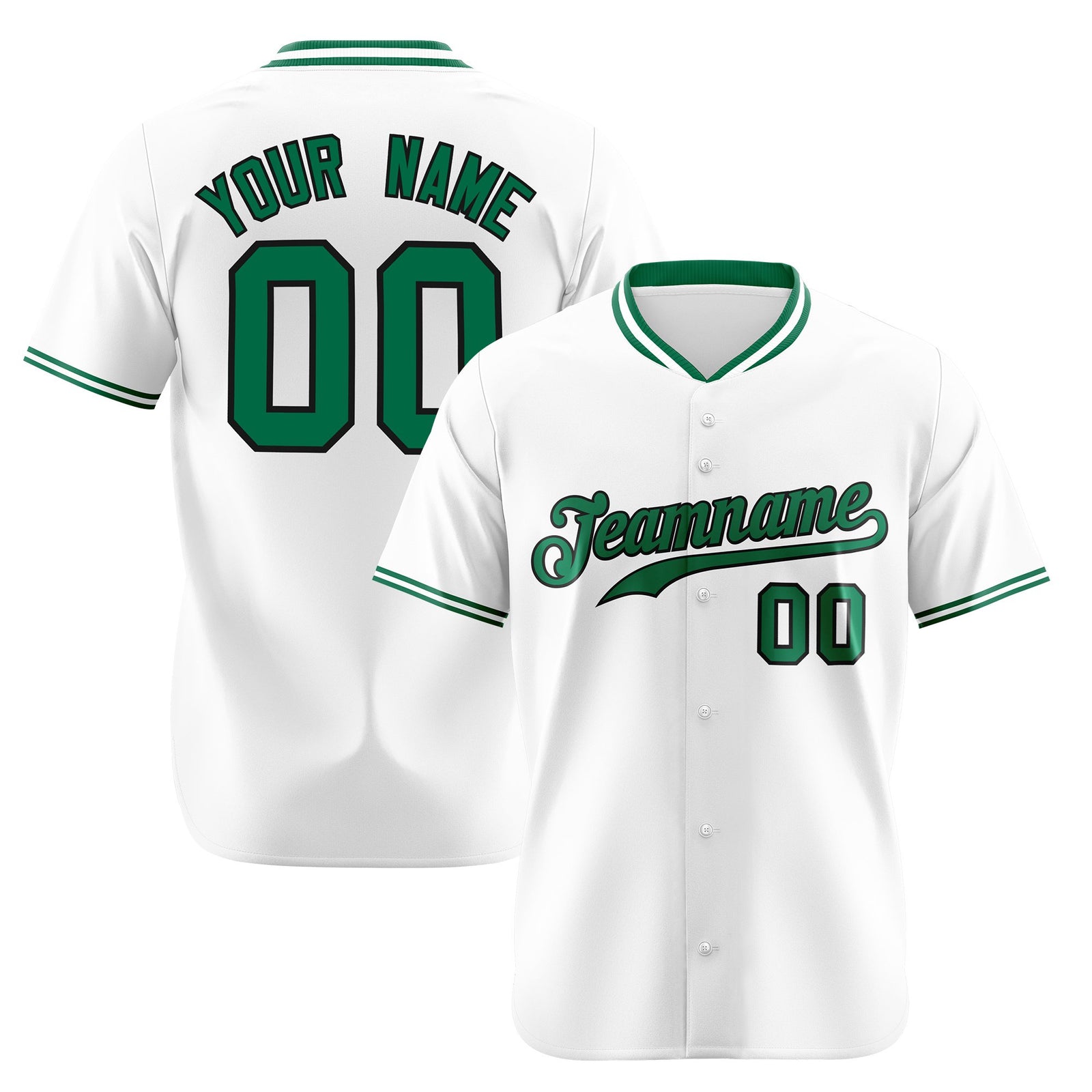 Custom White Kelly Green Black Authentic Baseball Jersey