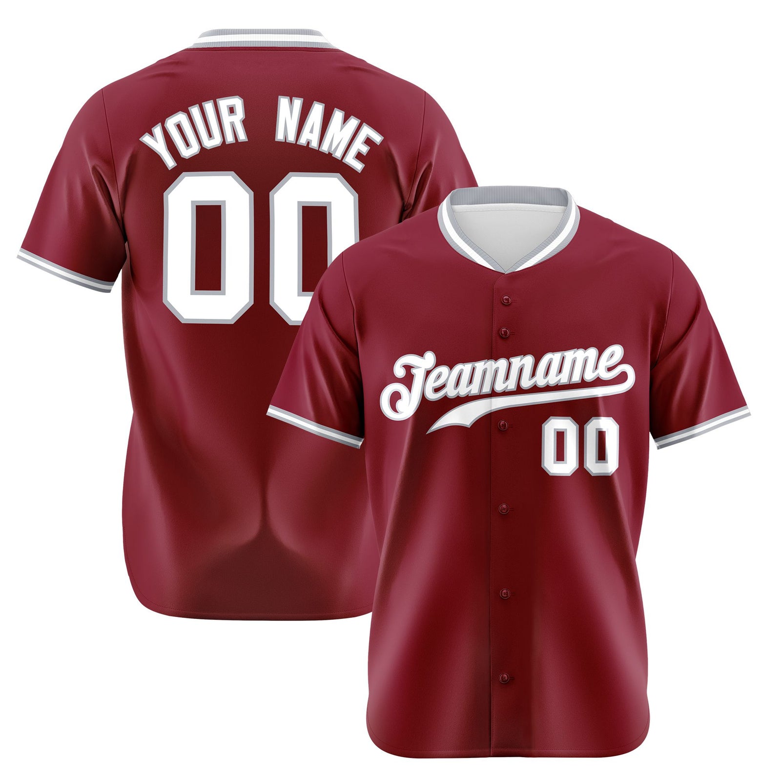 Custom Crimson Gray White Authentic Baseball Jersey