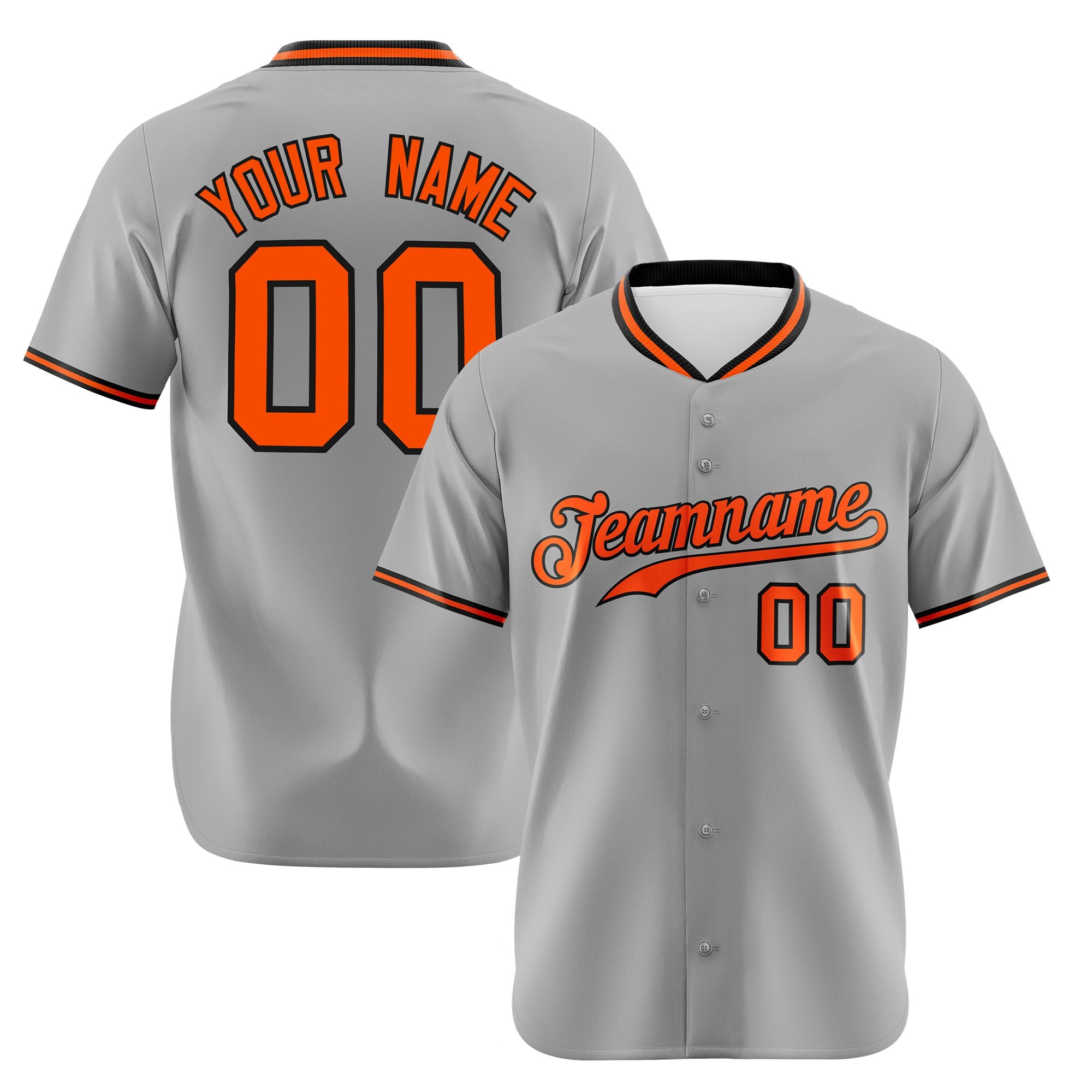 Custom Gray Orange Black Authentic Baseball Jersey