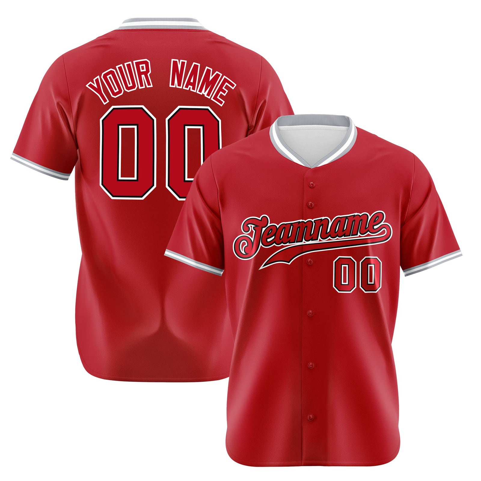 Custom Red Gray White Authentic Baseball Jersey