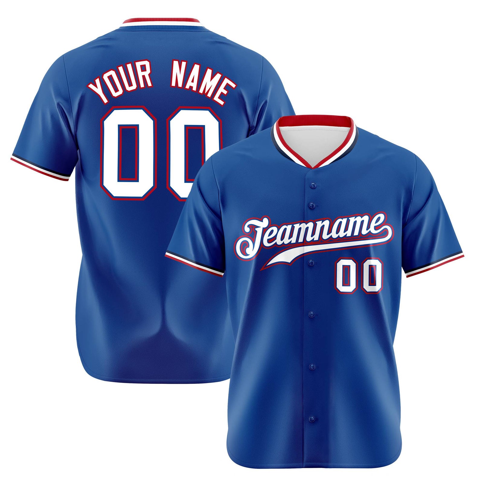 Custom Royal Blue Red White Authentic Baseball Jersey