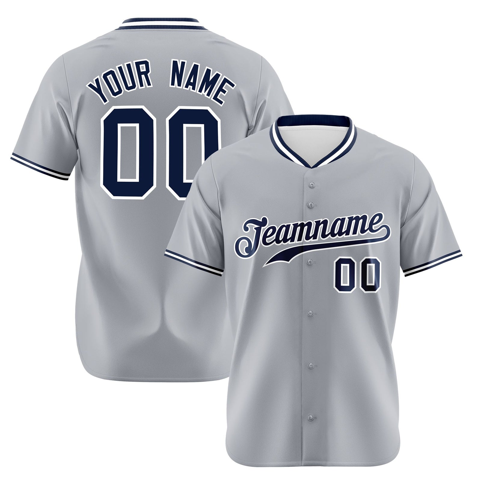 Custom Gray Navy White Authentic Baseball Jersey
