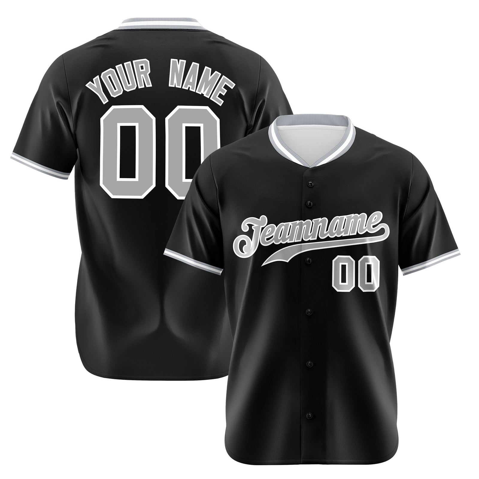 Custom Black Gray White Authentic Baseball Jersey