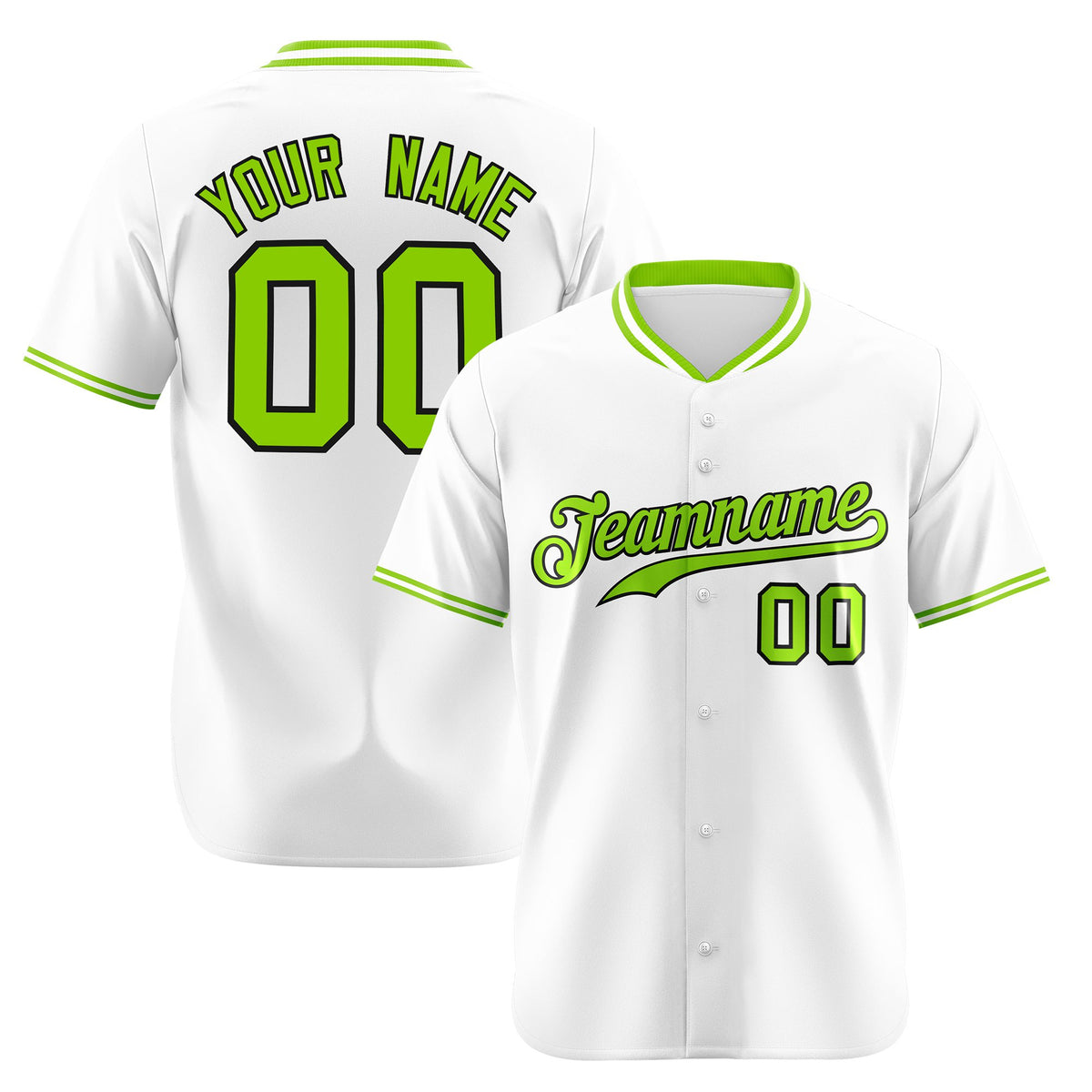 Custom White Neon Green Authentic Baseball Jersey