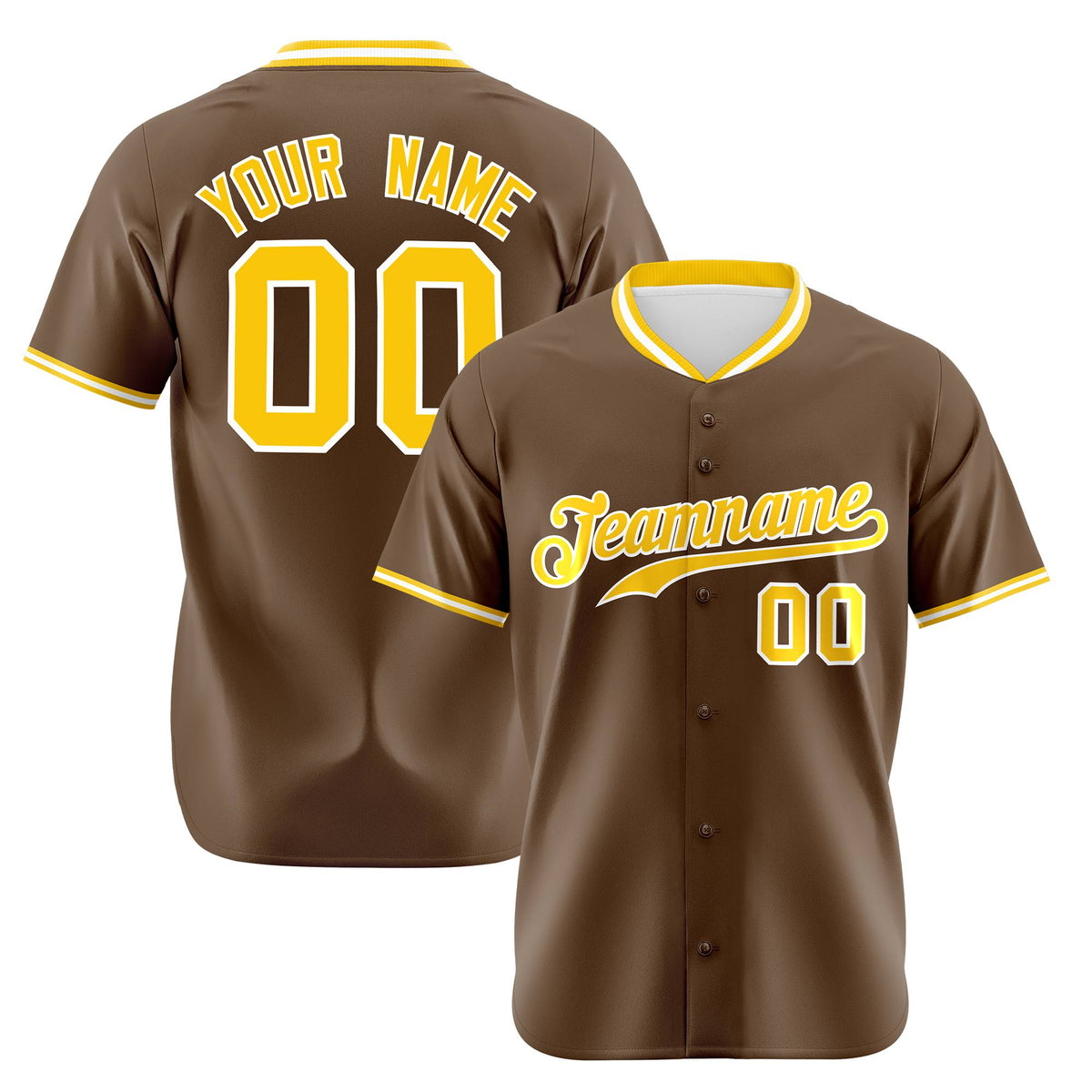 Custom Brown Gold White Authentic Baseball Jersey