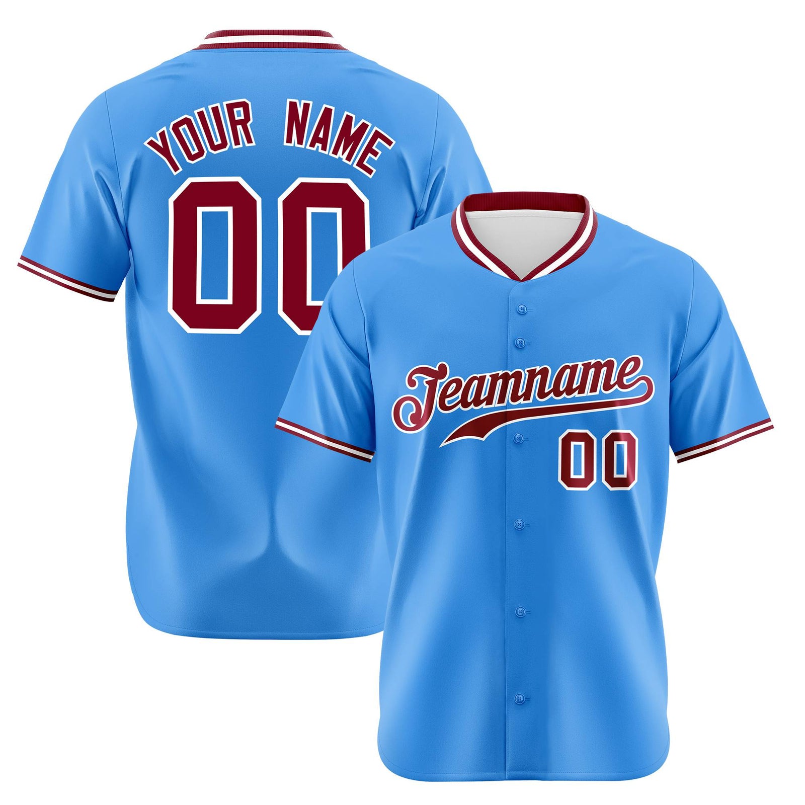 Custom Powder Blue Crimson White Authentic Baseball Jersey