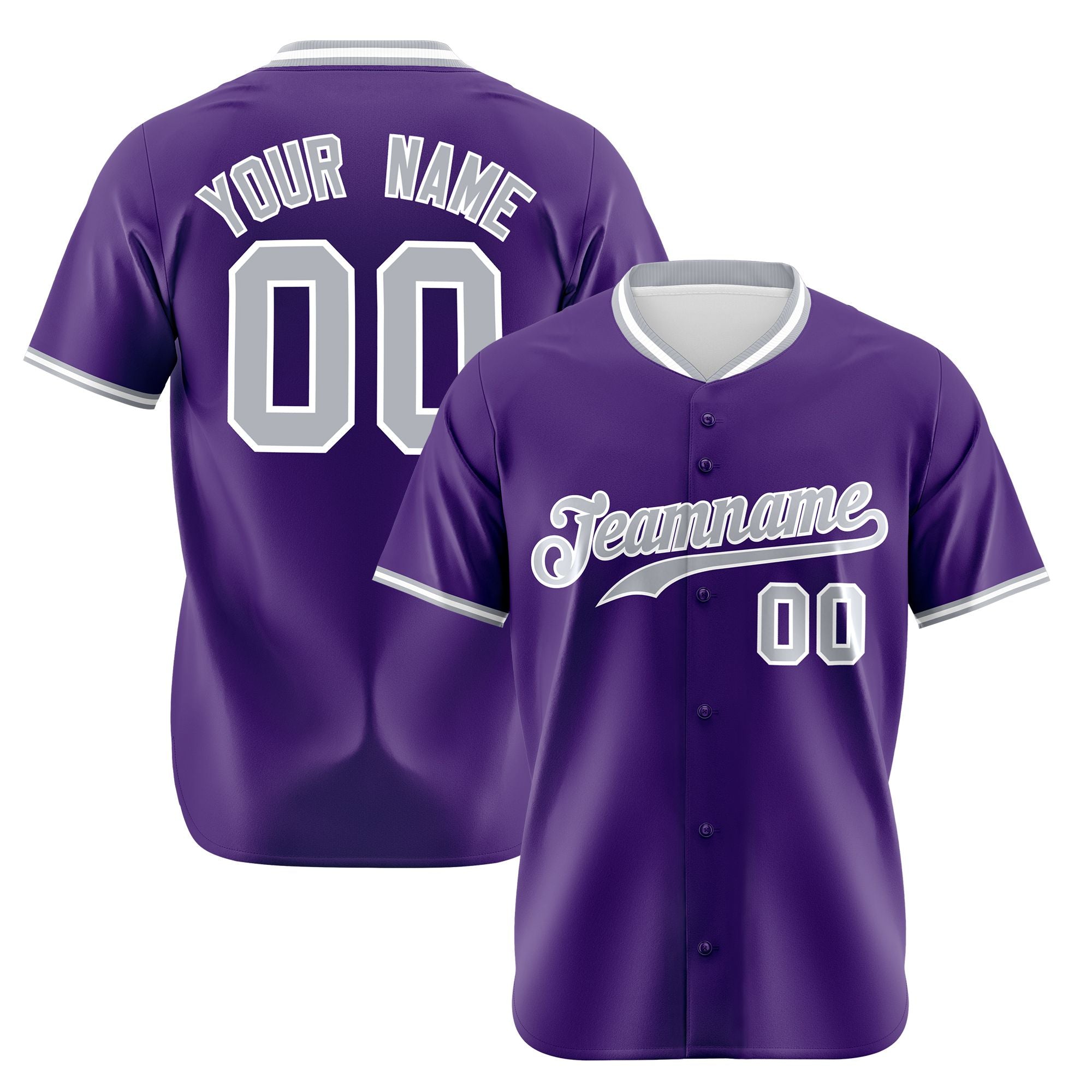 Custom Purple Gray White Authentic Baseball Jersey