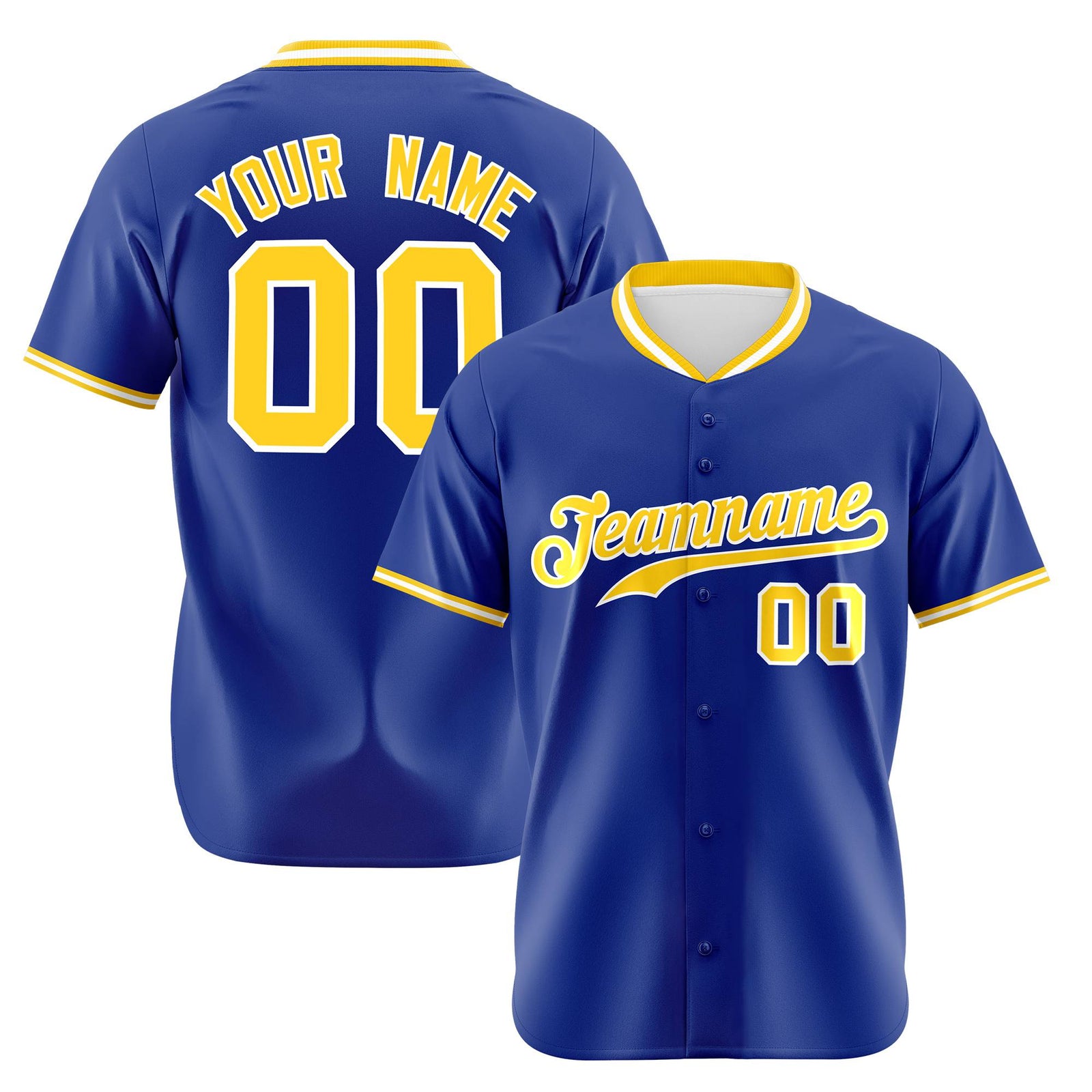 Custom Royal Blue Gold White Authentic Baseball Jersey