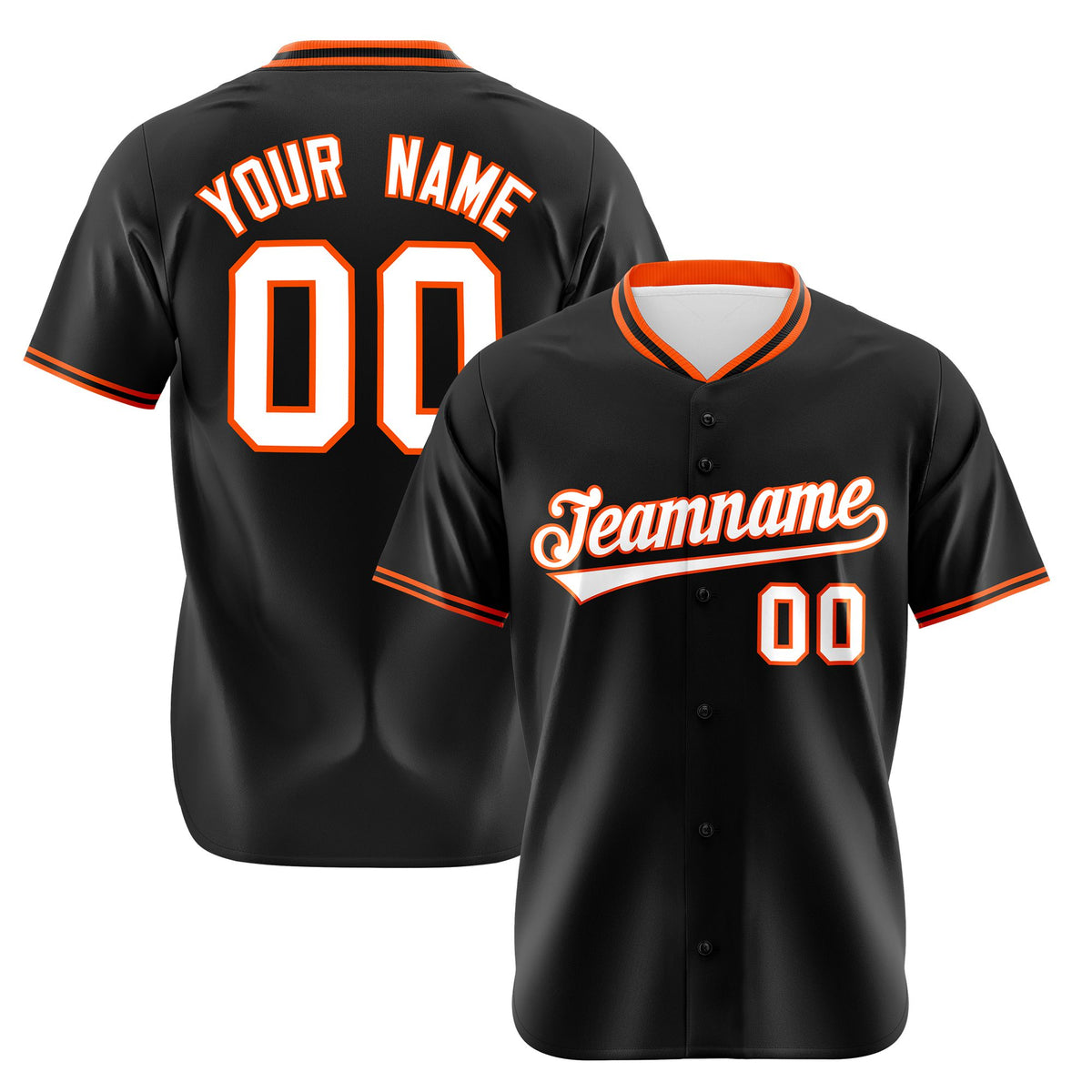 Custom Black Orange White Authentic Baseball Jersey