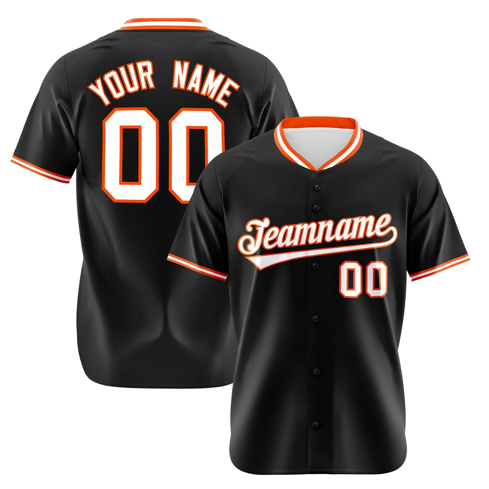 Custom Black Orange White Authentic Baseball Jersey