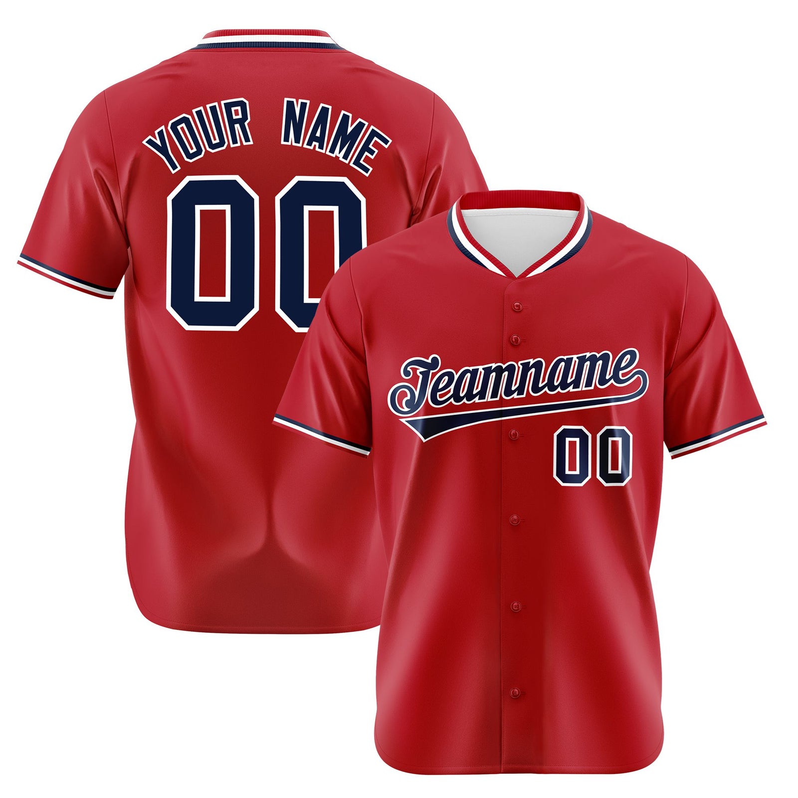 Custom Red Black White Authentic Baseball Jersey