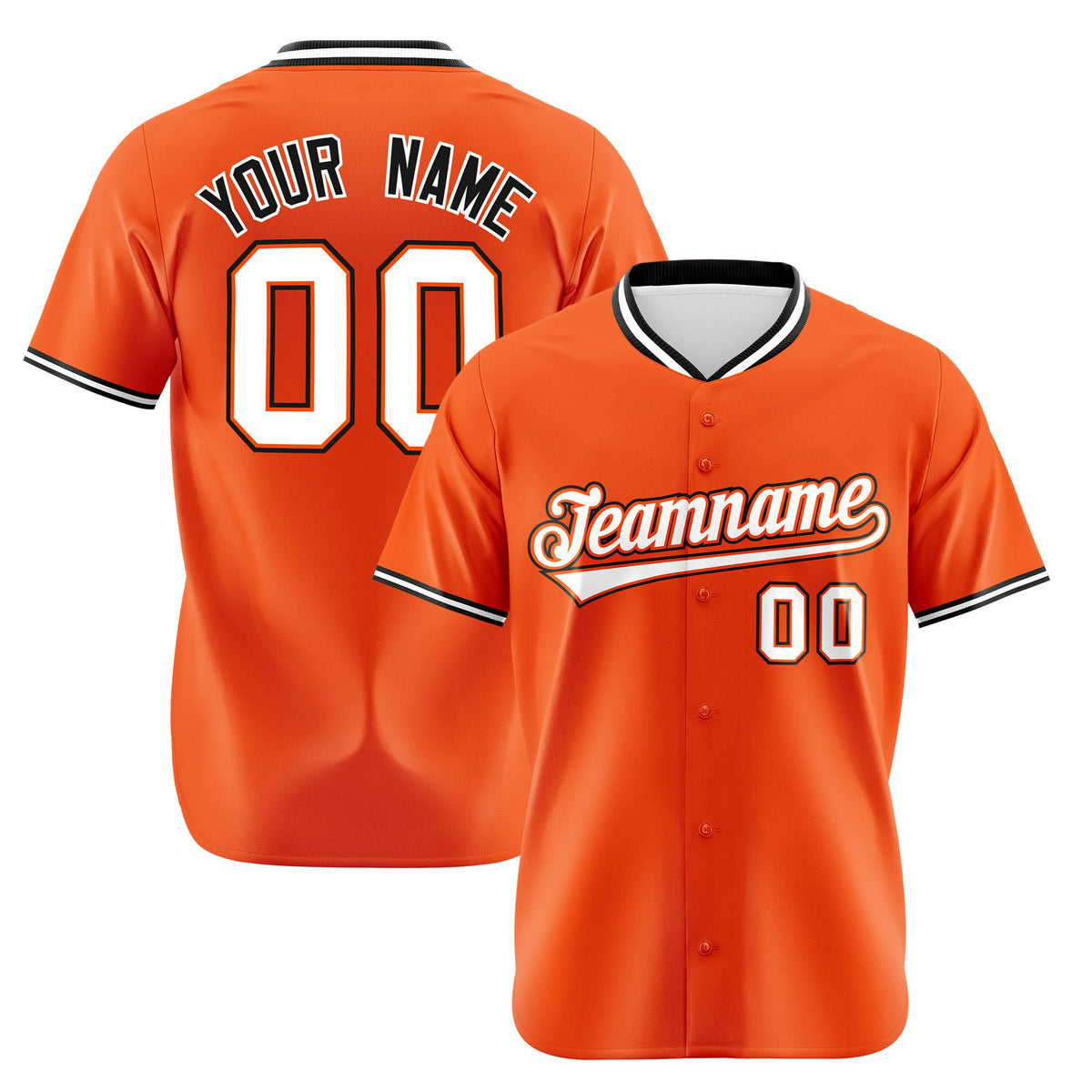 Custom Orange Black White Authentic Baseball Jersey