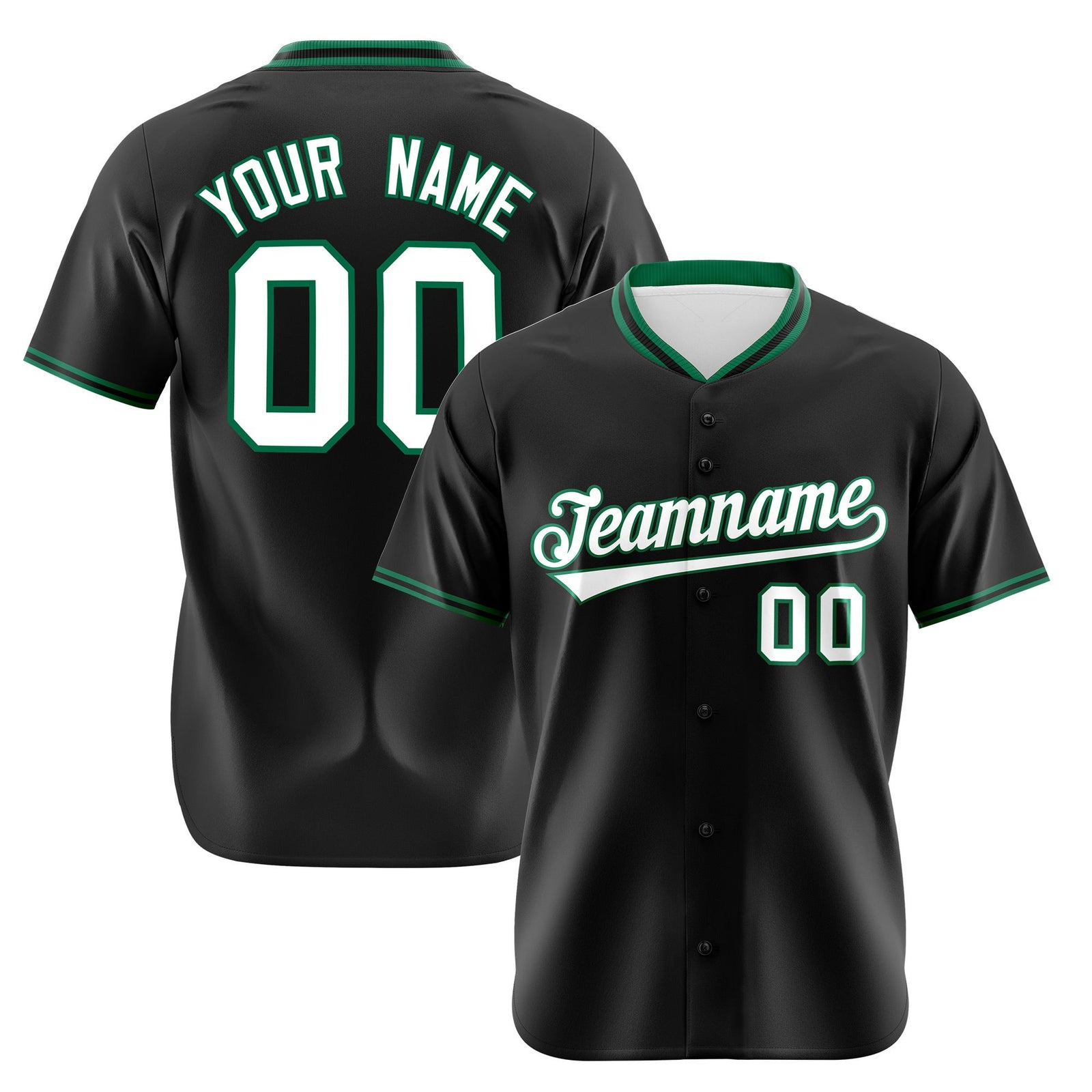 Custom Black Kelly Green White Authentic Baseball Jersey