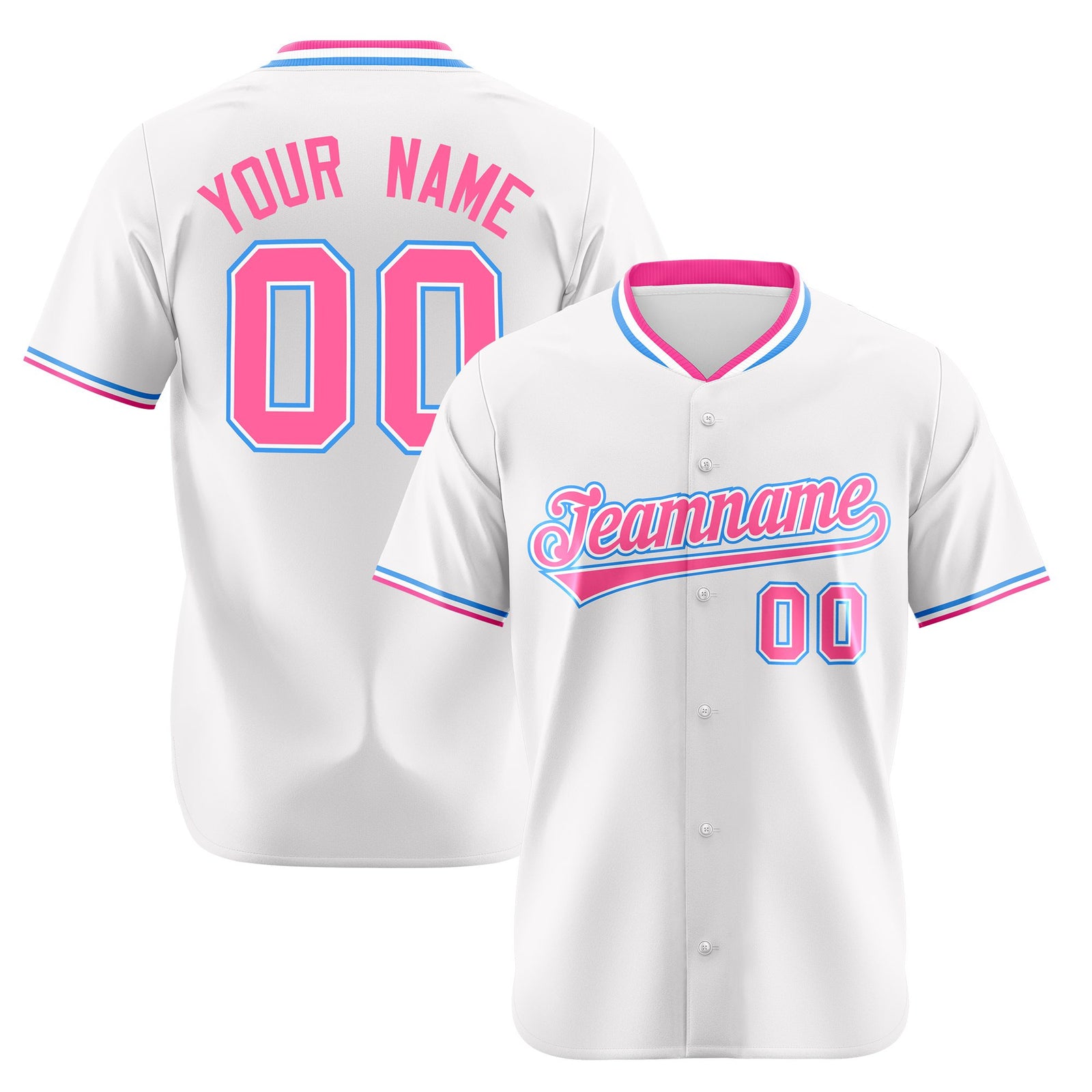 Custom White Pink Authentic Baseball Jersey