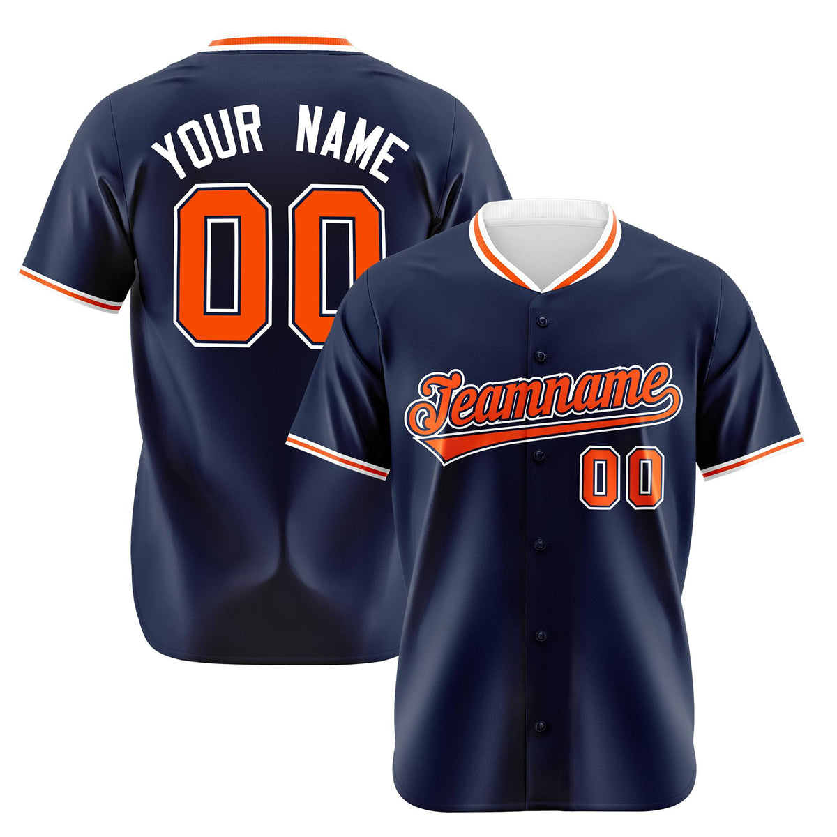 Custom Navy Orange White Authentic Baseball Jersey