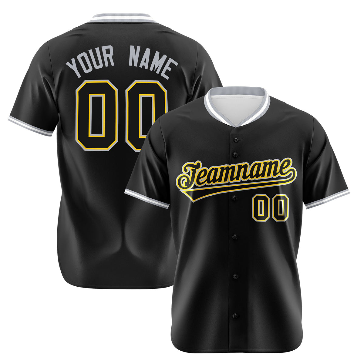 Custom Black Gold White Authentic Baseball Jersey